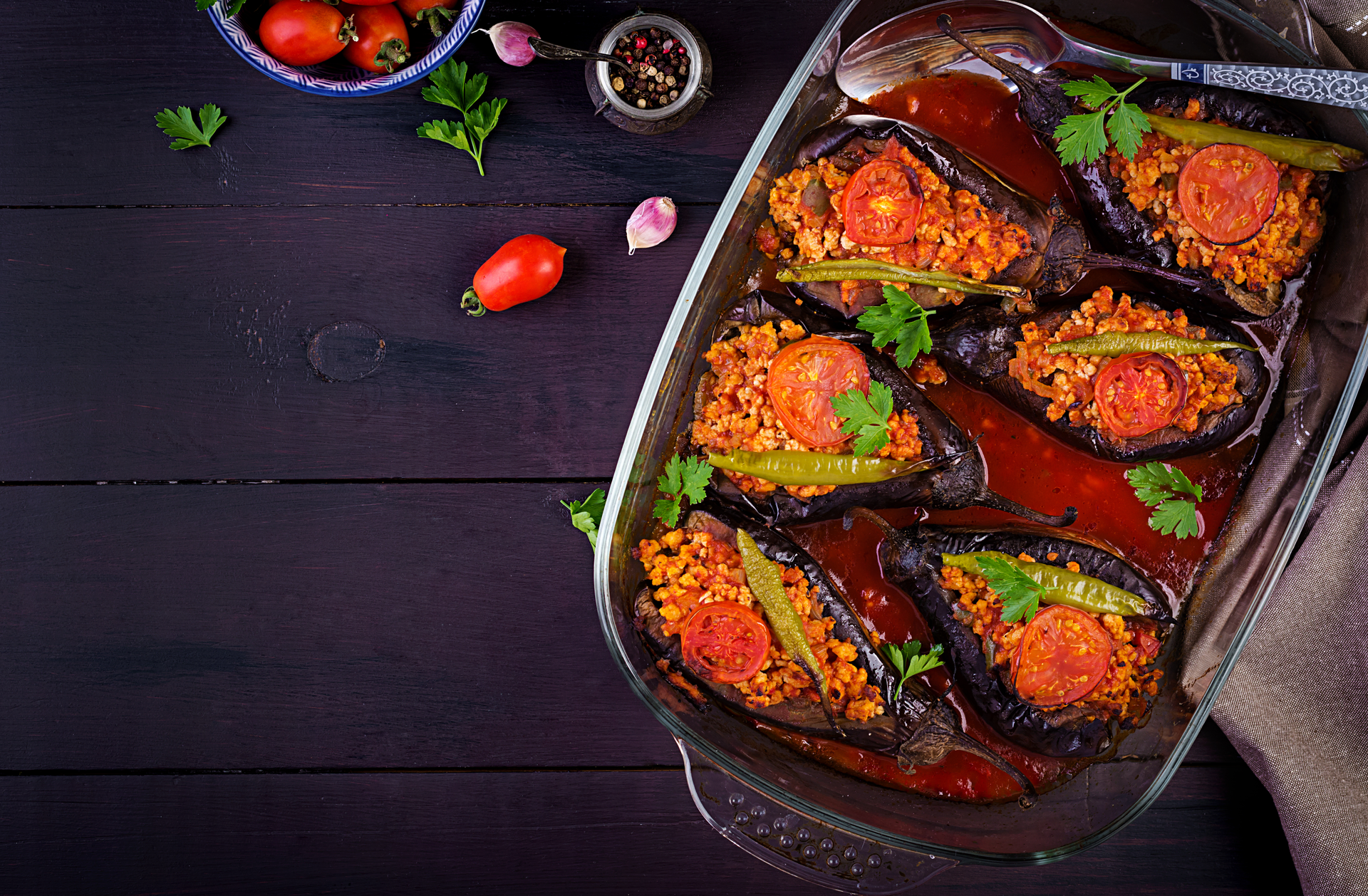 Spicy Tunisian Eggplant Casserole with Harissa and Mint