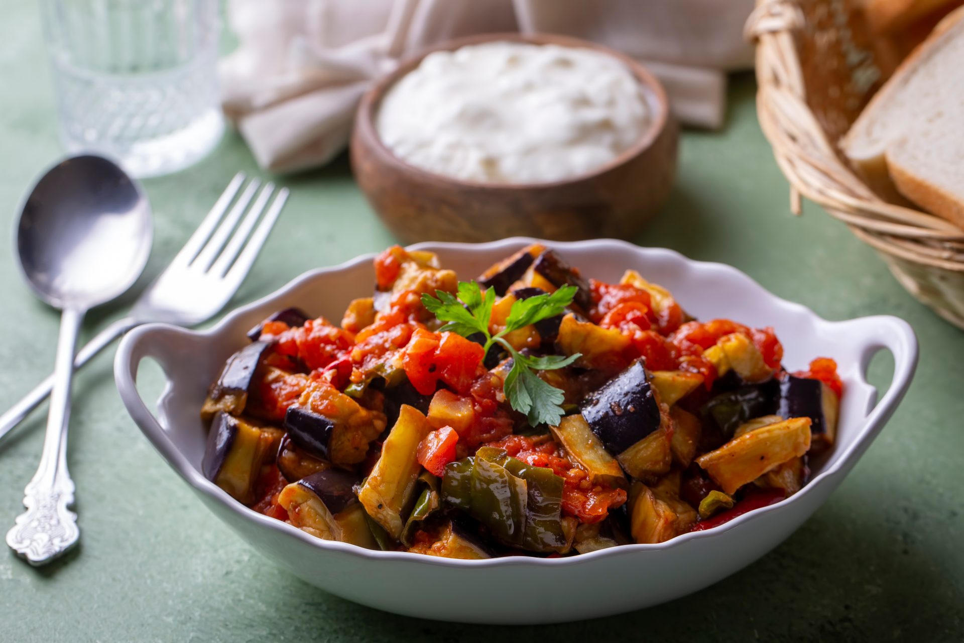 Spicy Tunisian Eggplant Casserole with Harissa and Mint