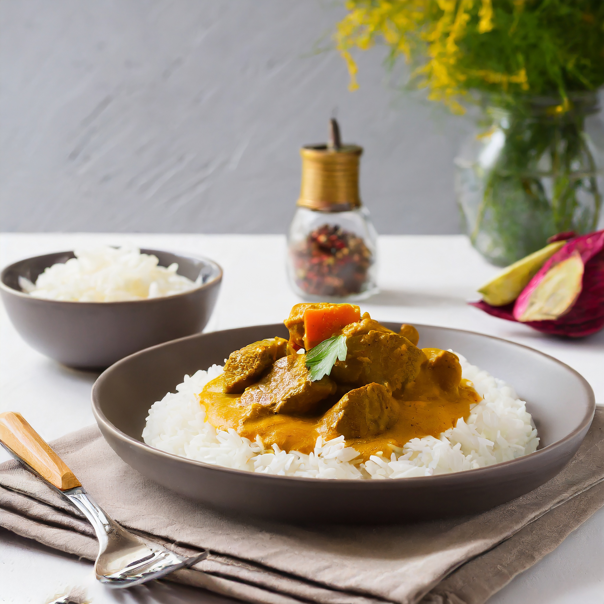 Sri Lankan Tamarind and Coconut Beef Curry with Saffron Rice