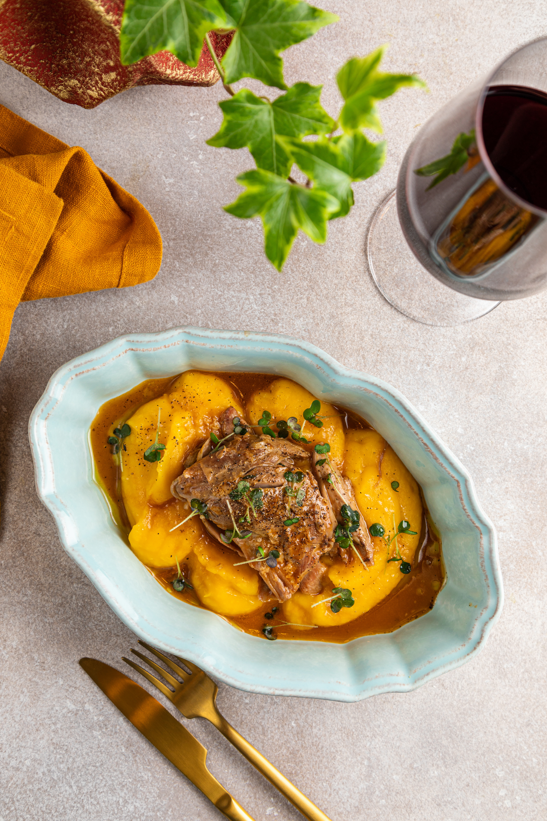 Stracotto al Barolo with Polenta