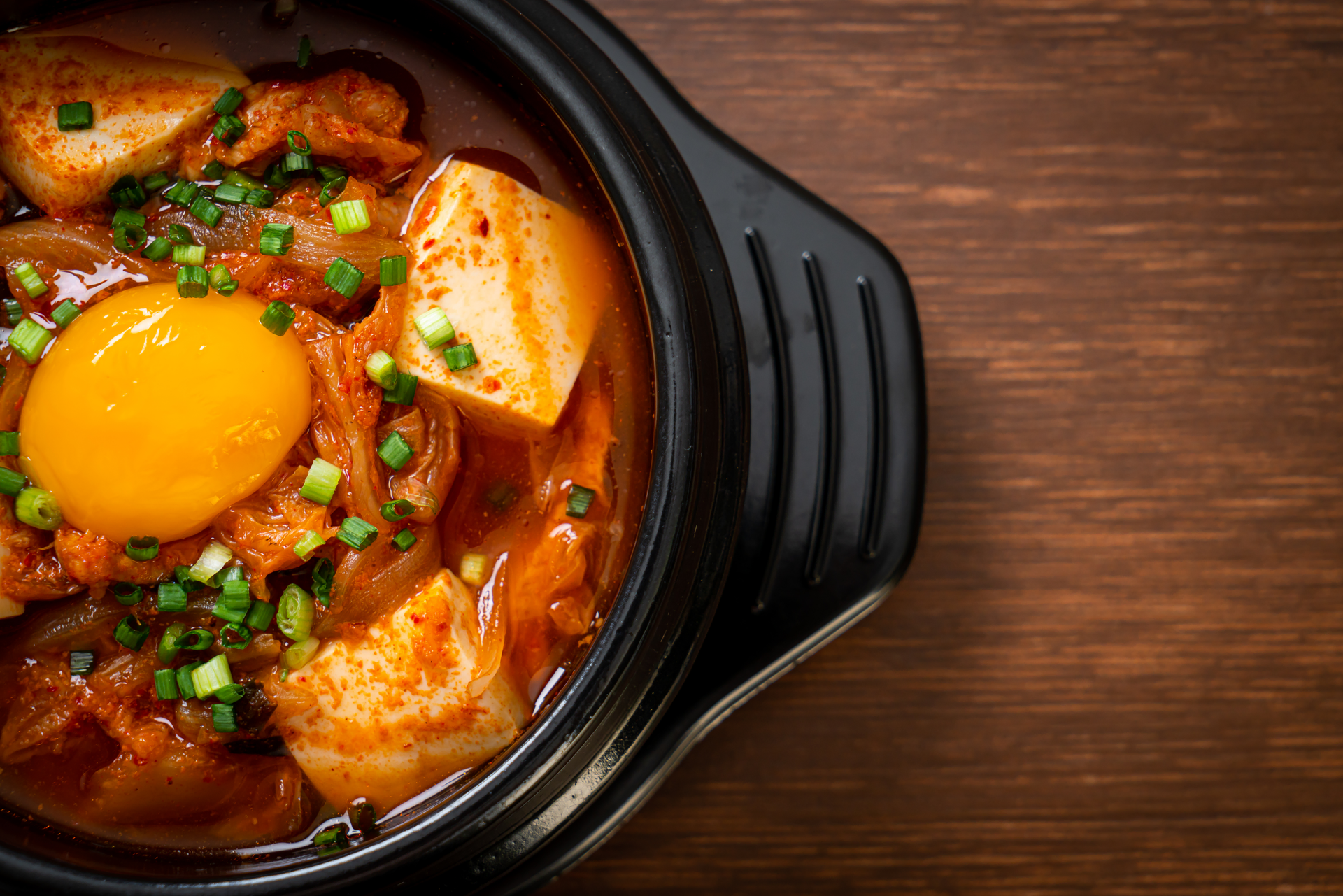 Sumptuous Korean Kimchi Tofu Stew with Silken Egg Drop