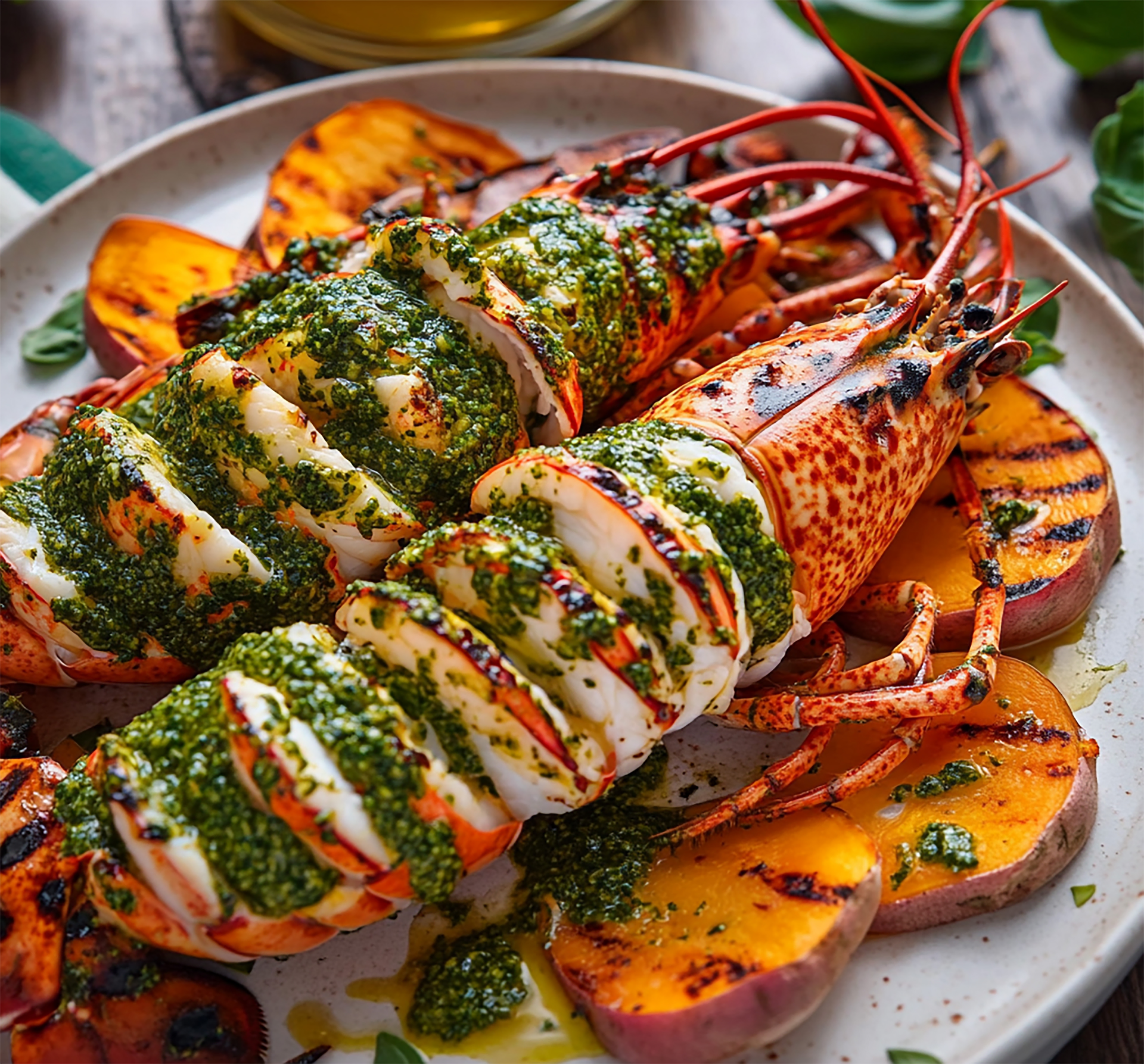 Sumptuous Tandoori Lobster Tails with Mint Chutney
