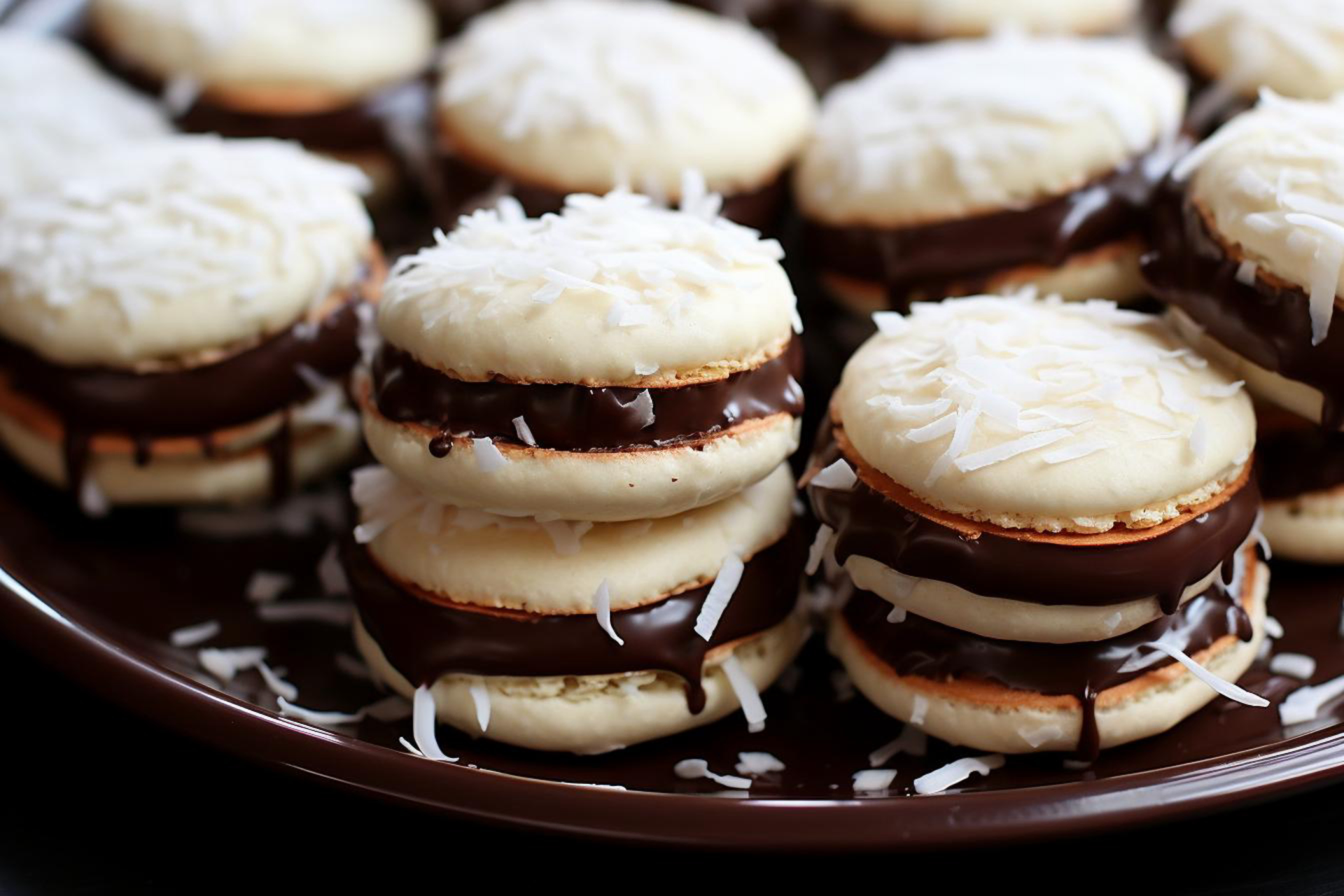 Sweet Argentine Dulce de Leche Alfajores with Coconut