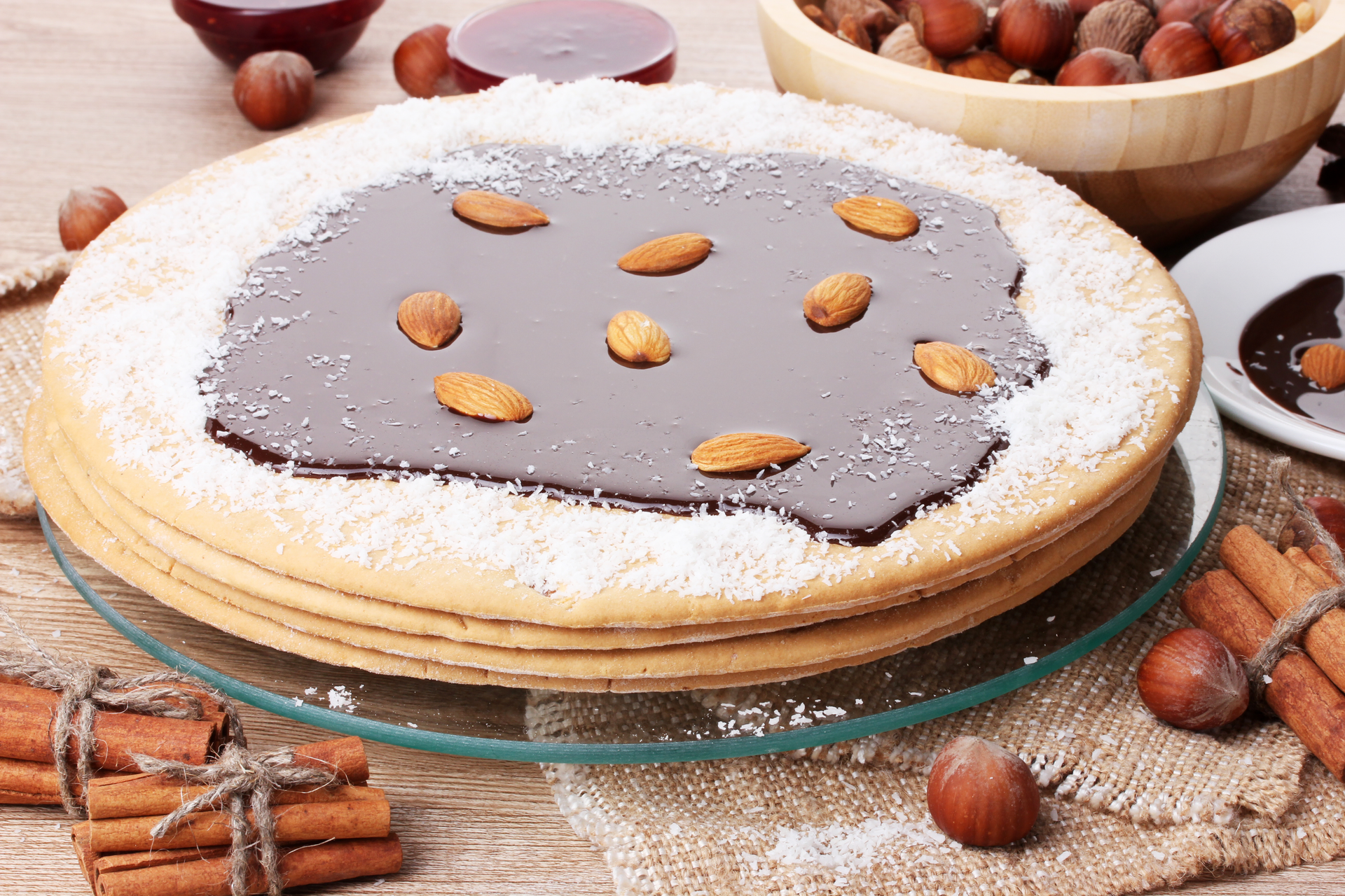 Sweet Finnish Runeberg Torte with Almond Liqueur Glaze