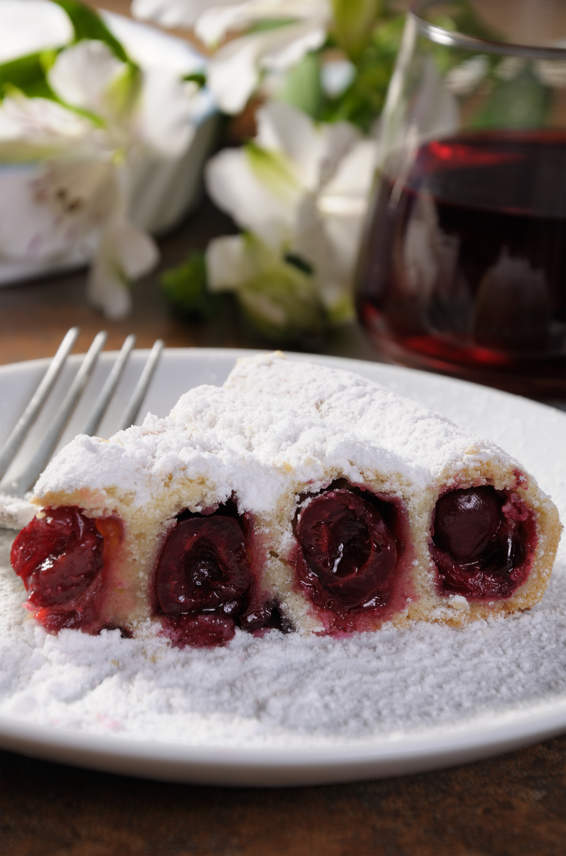 Sweet Italian Ricotta Cannoli with Cherry Compote