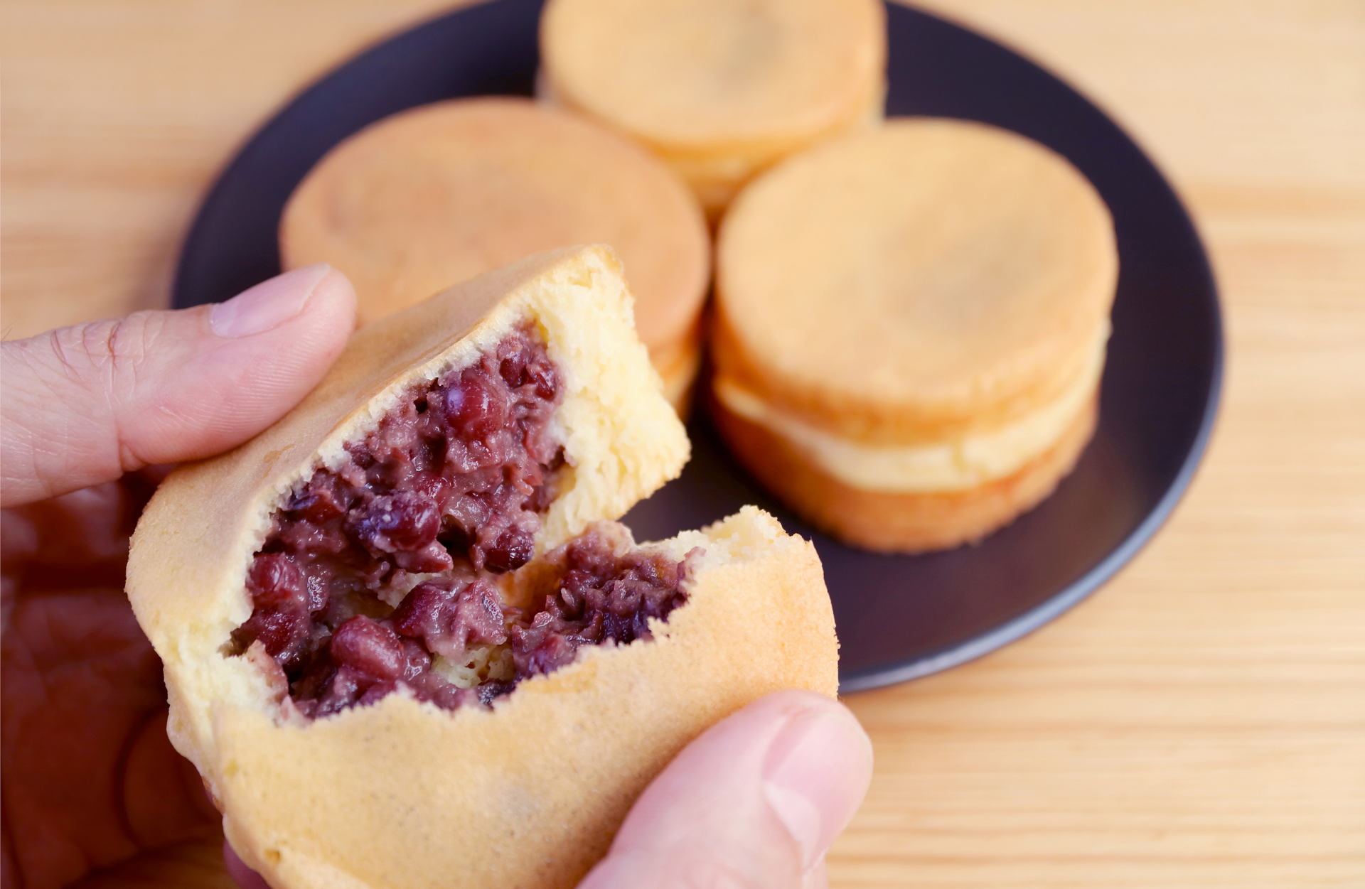 Sweet Japanese Dorayaki with Red Bean Filling