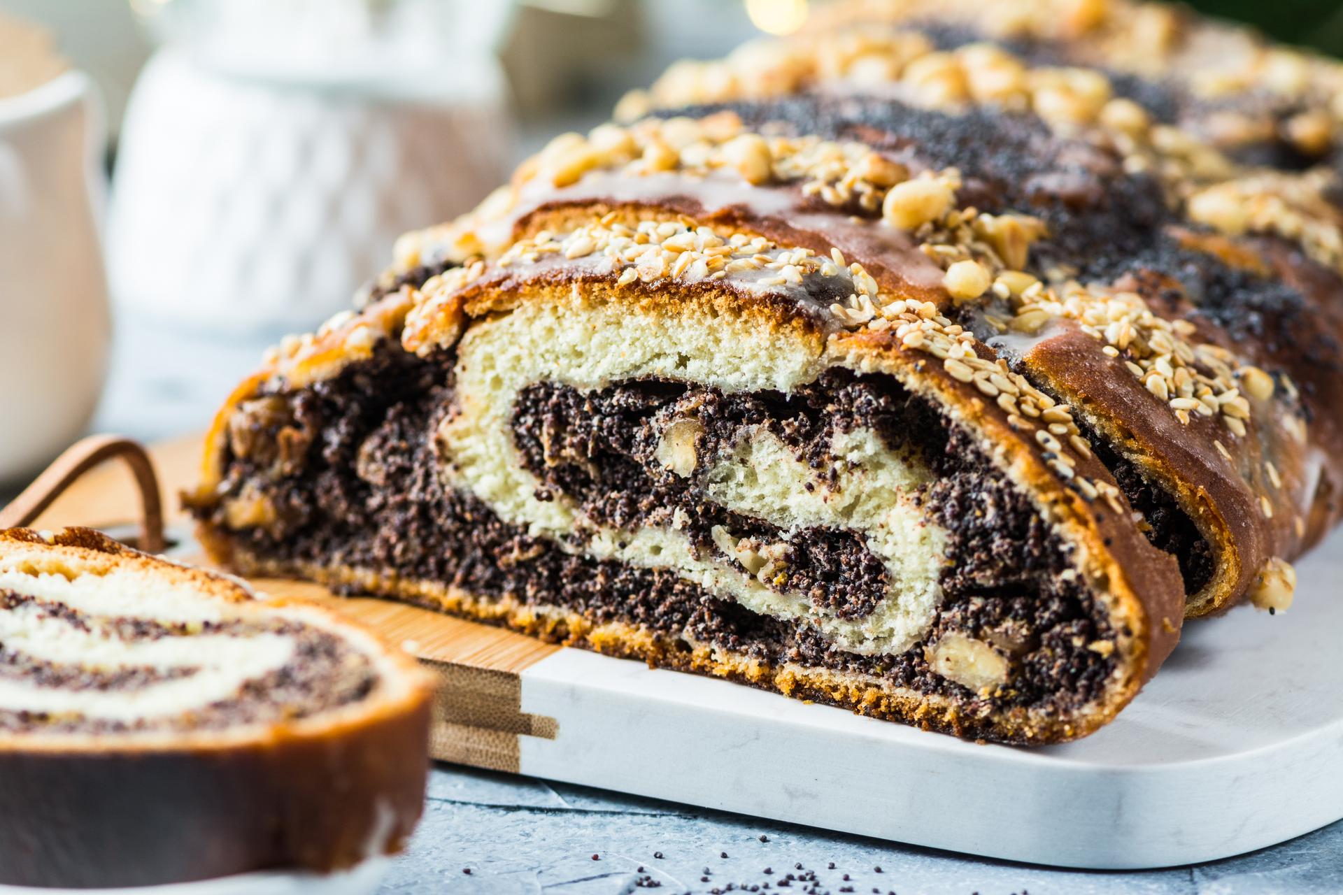 Sweet Romanian Cozonac with Walnuts and Cocoa
