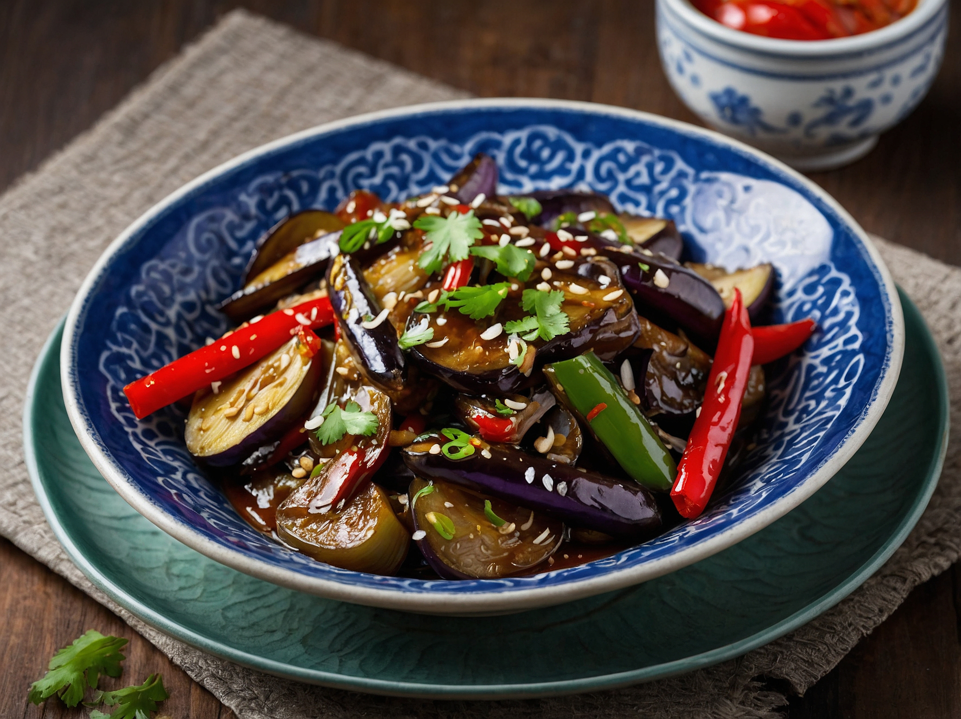 Szechuan Spicy Eggplant Stir-Fry with Garlic Chives