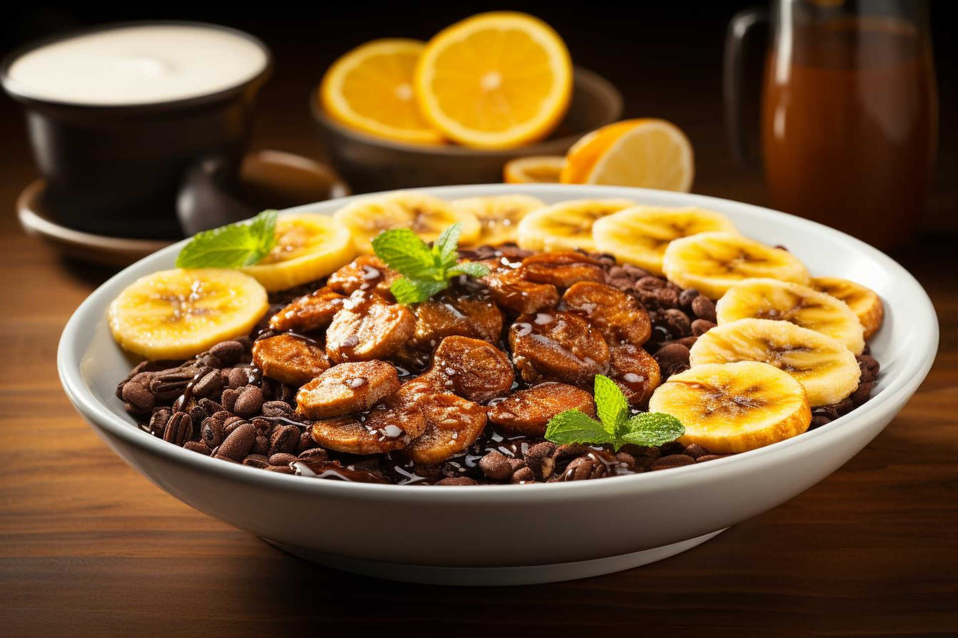 Tangy Brazilian Feijoada Vegetarian Bowl with Plantain Chips