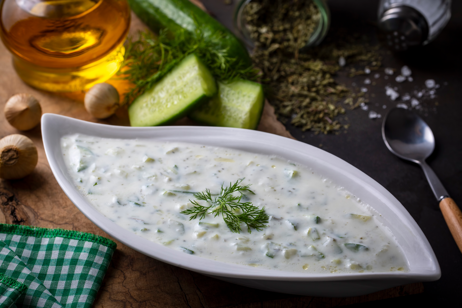 Tangy Bulgarian Tarator with Garlic Yogurt and Cucumber