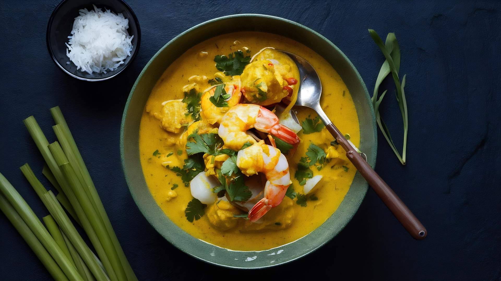 Tangy Burmese Shrimp Curry with Mustard Greens