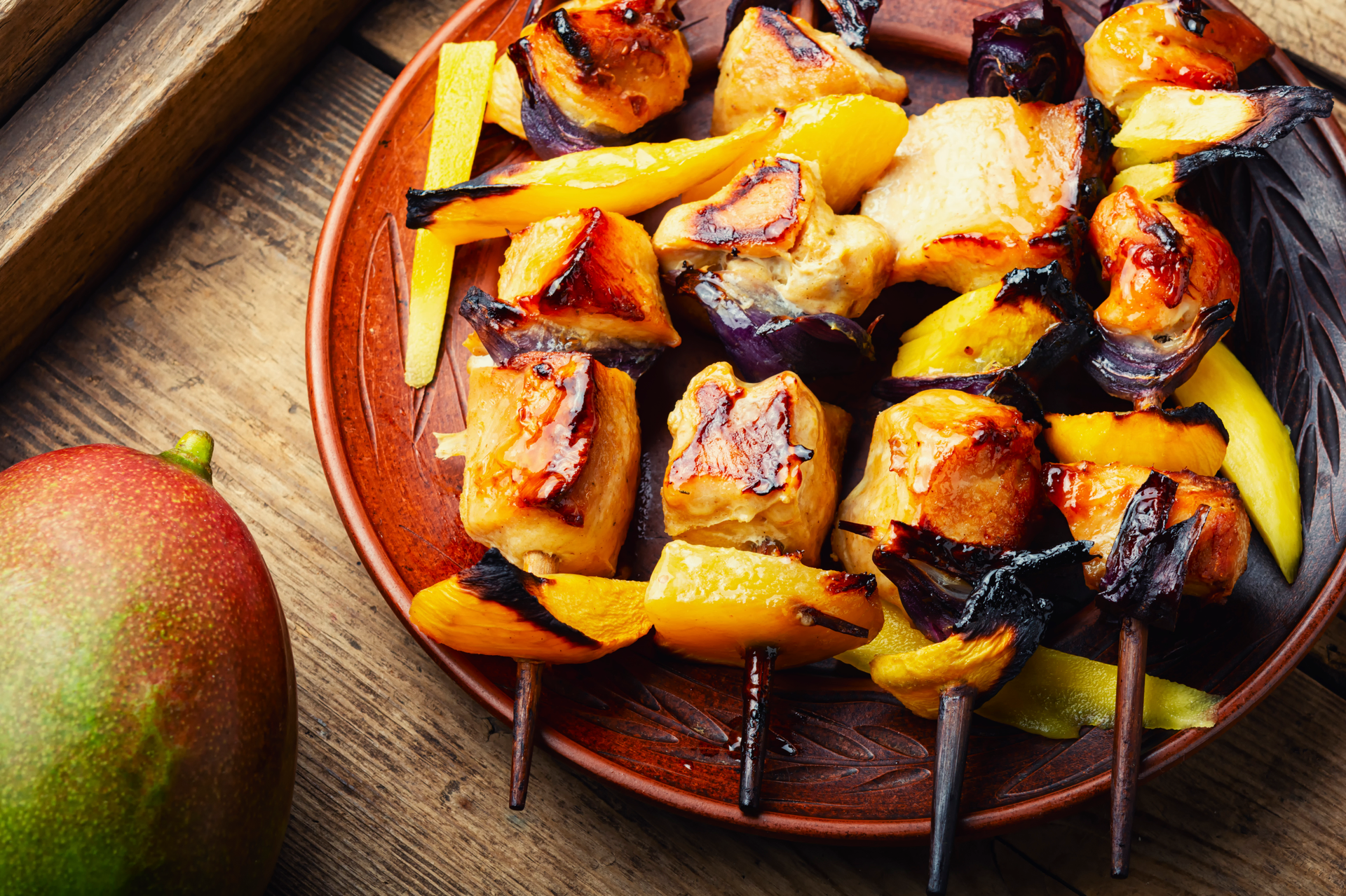 Tangy Caribbean Mojo Pork with Grilled Peaches