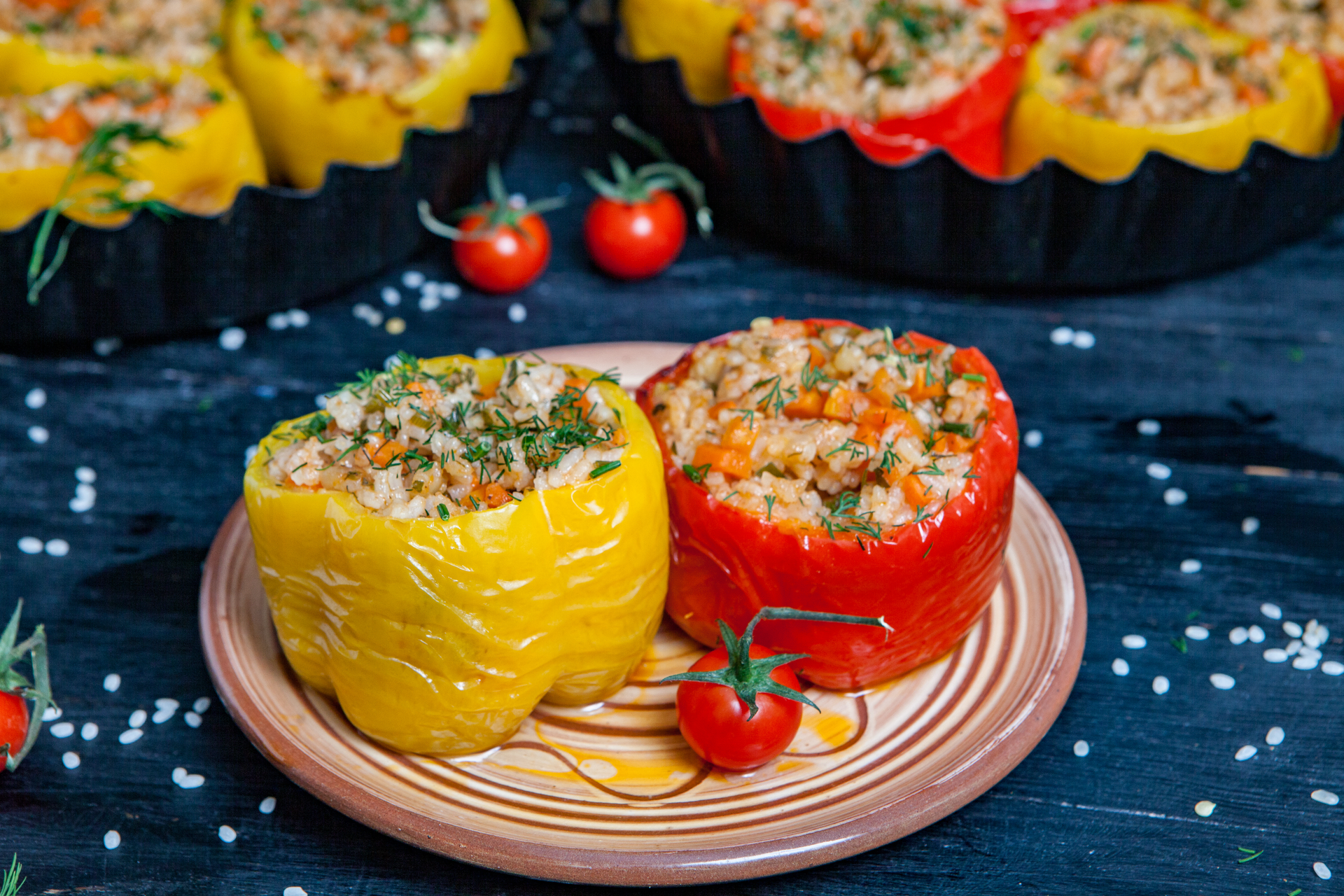 Tangy Greek Gemista with Rice and Herbs