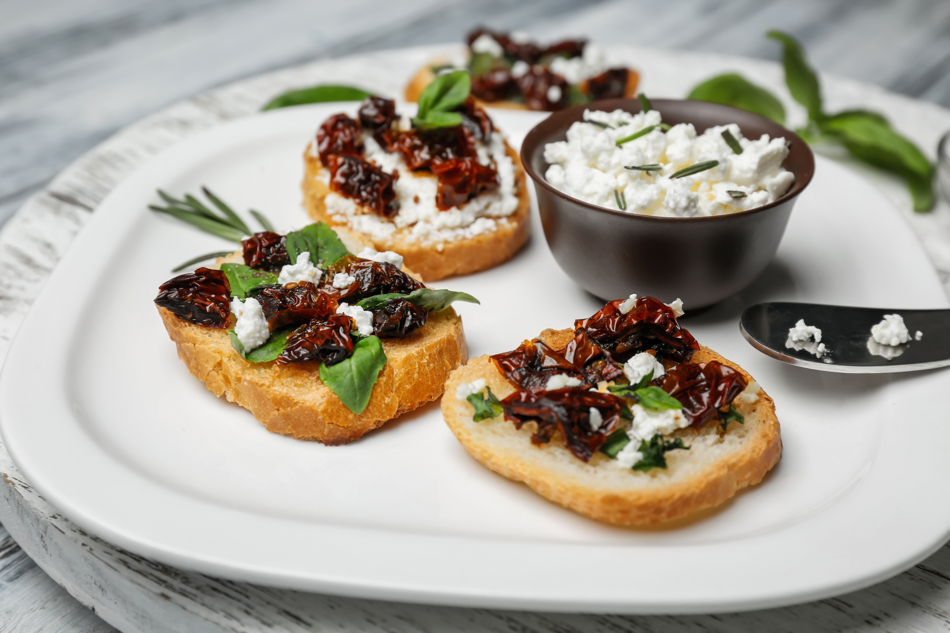 Tangy Greek Kalamata Olive Tapenade Crostini with Feta