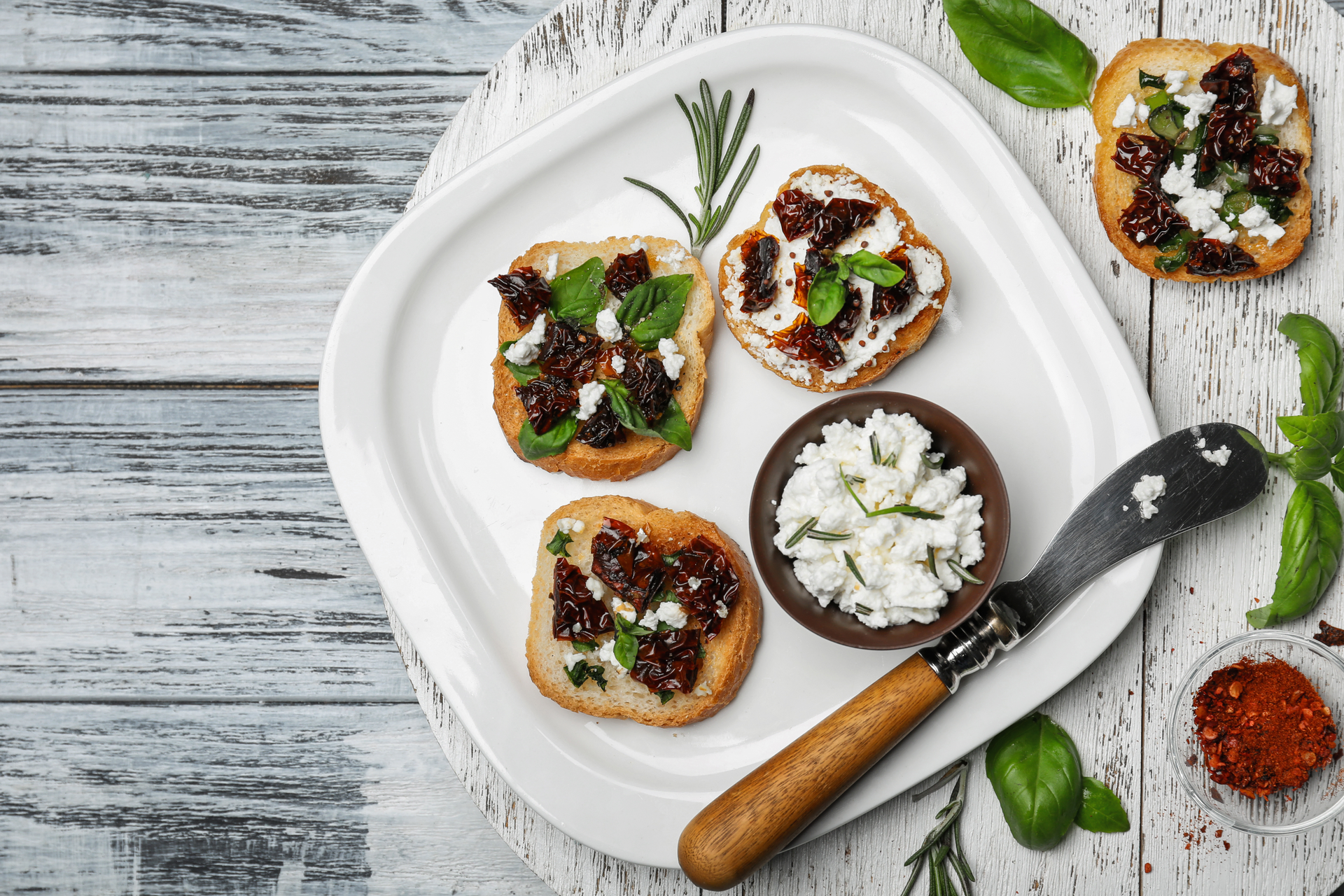 Tangy Greek Kalamata Olive Tapenade Crostini with Feta