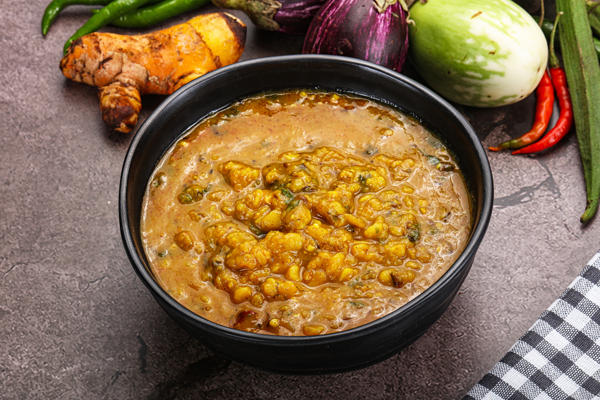 Tangy Indian Tamarind Koddel with Chana Dal