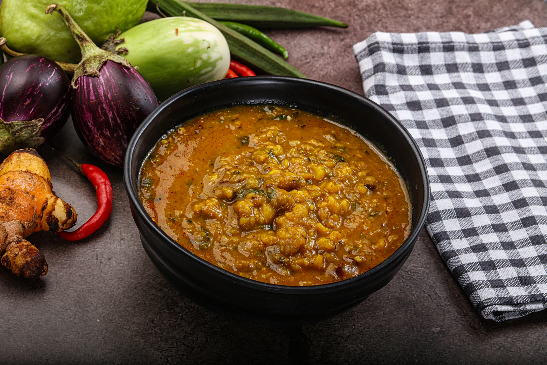 Tangy Indian Tamarind Koddel with Chana Dal