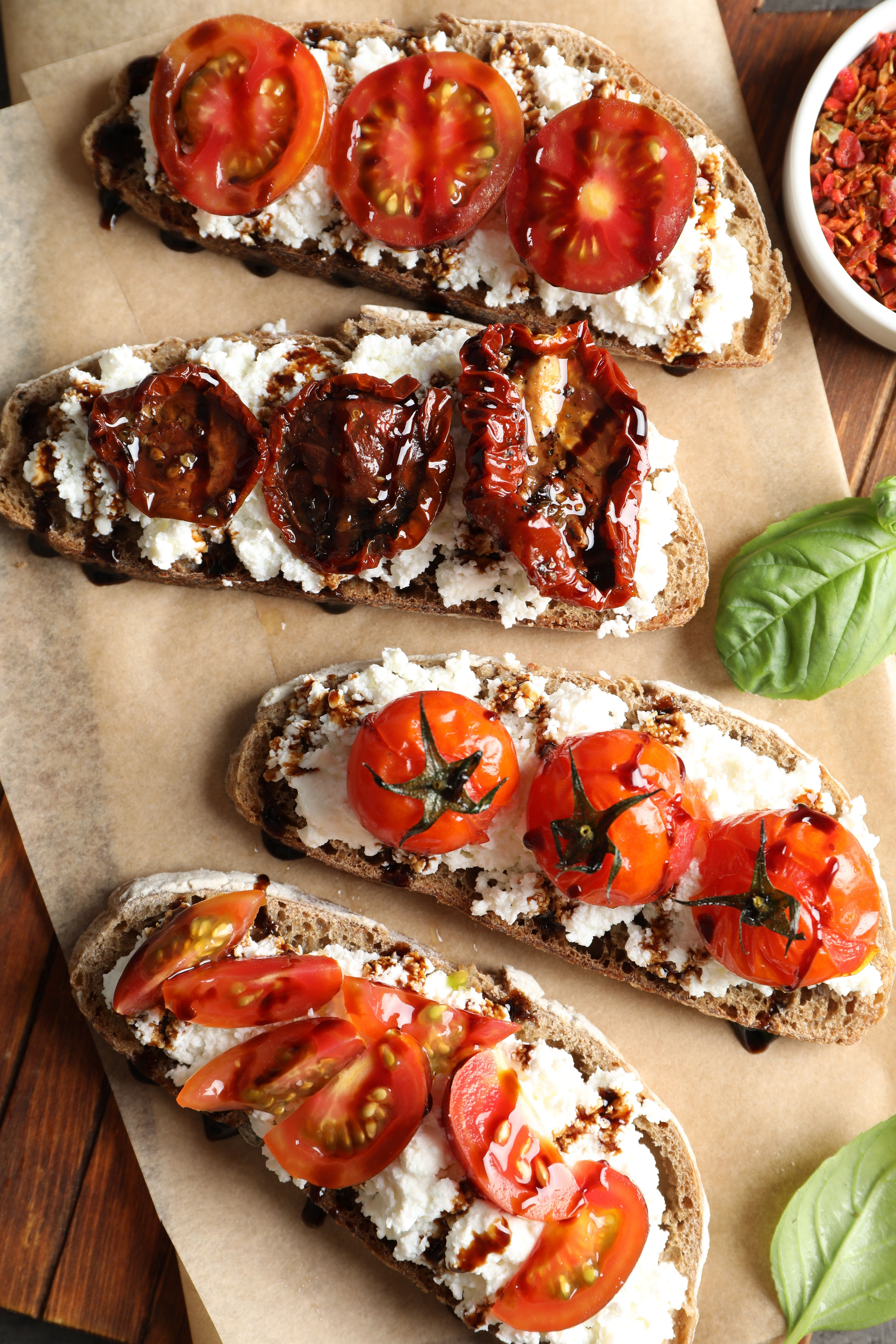 Tangy Italian Bruschetta with Tomato Jam and Balsamic Reduction