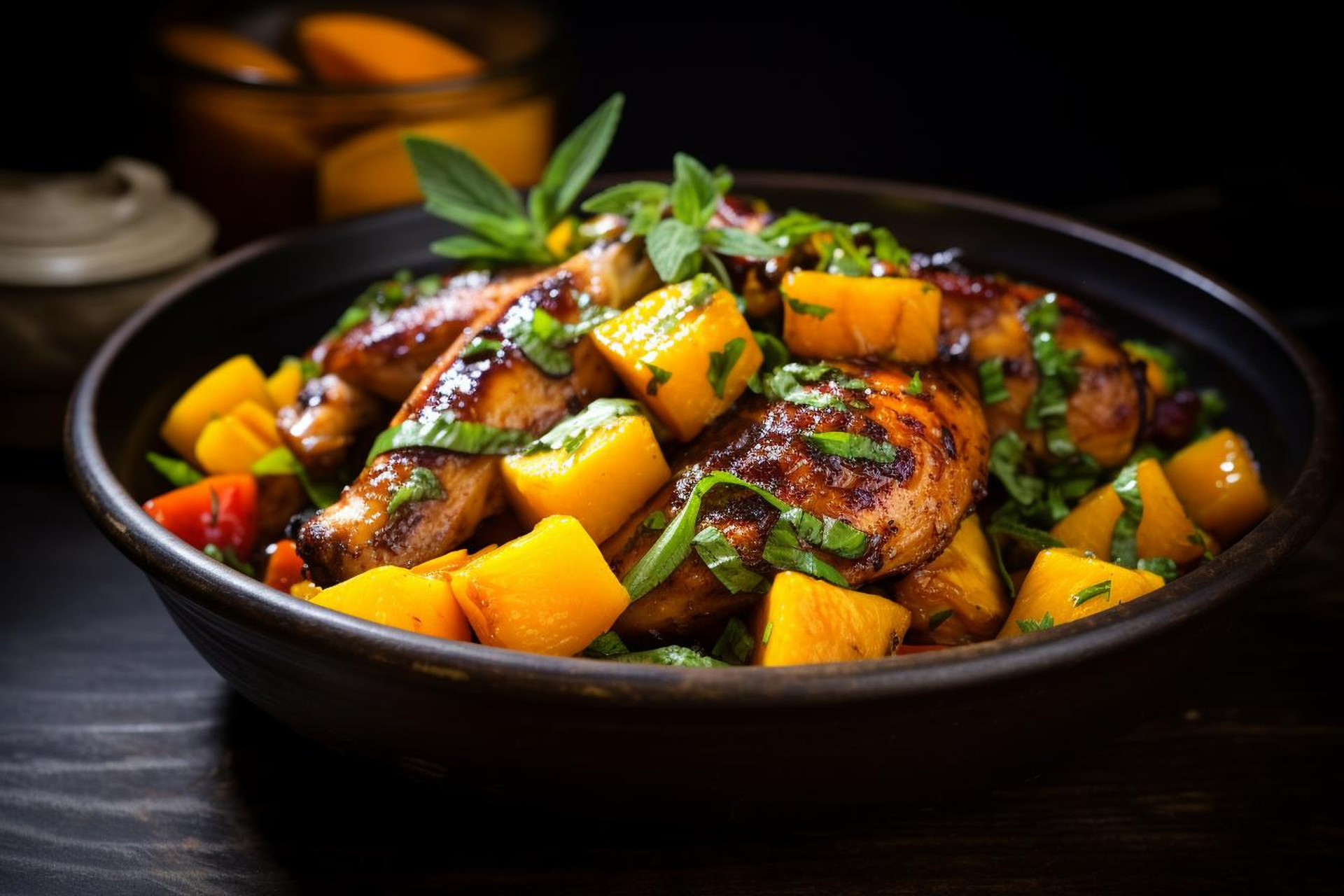 Tangy Jamaican Tamarind-Glazed Chicken with Mango Relish