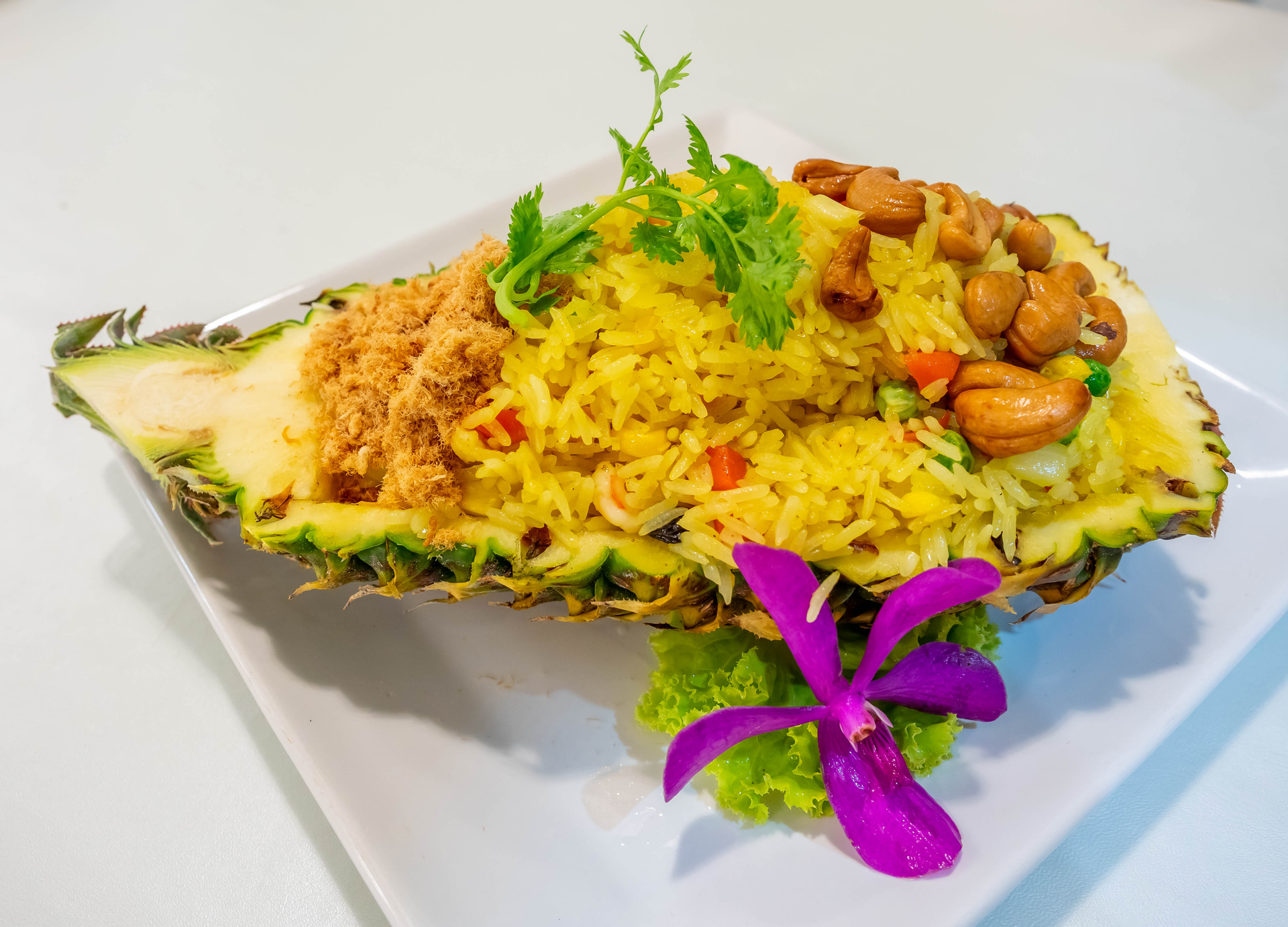 Thai Pineapple Fried Rice with Cashews and Curry Powder