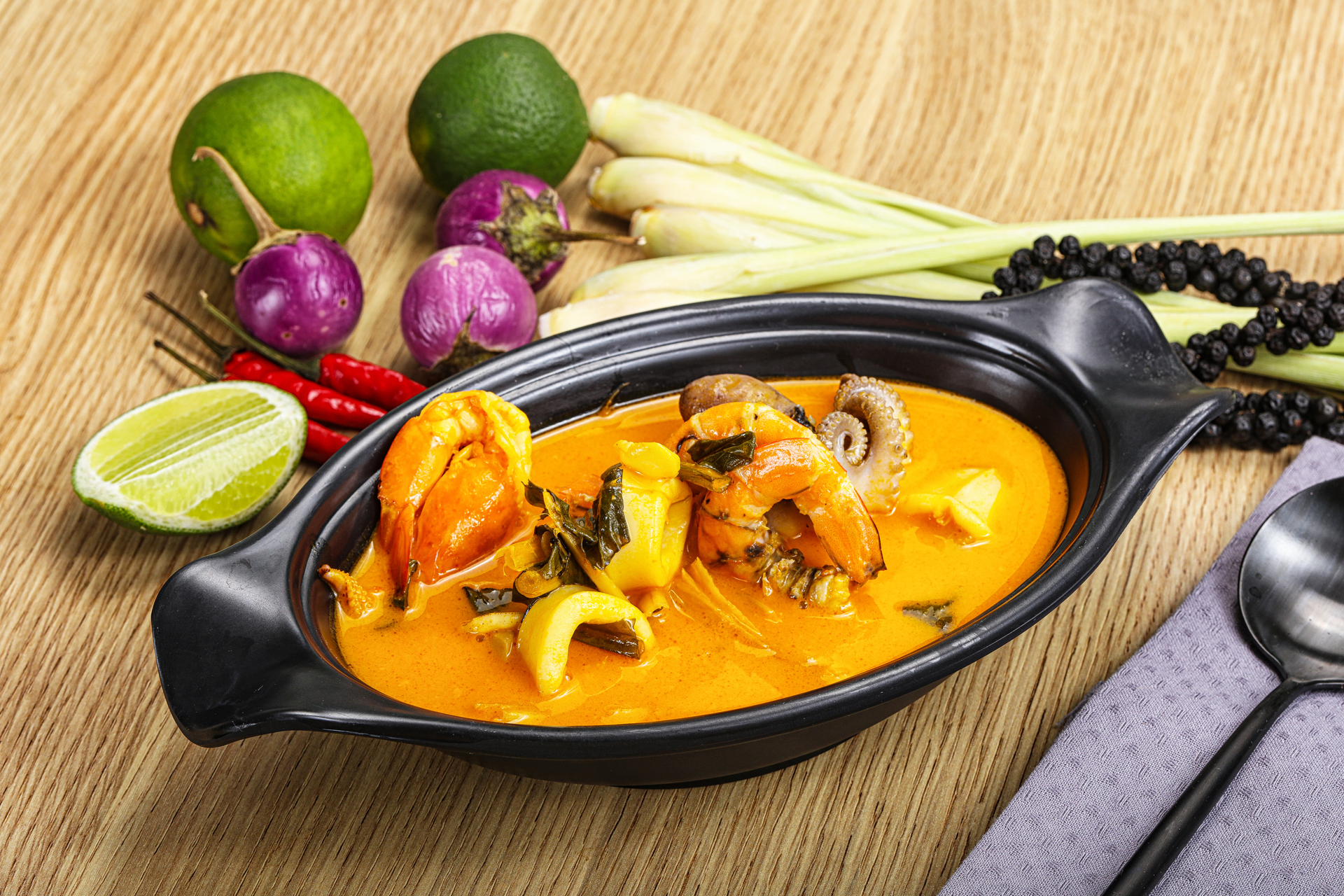 Thai Red Curry Mussels with Thai Basil and Lemongrass