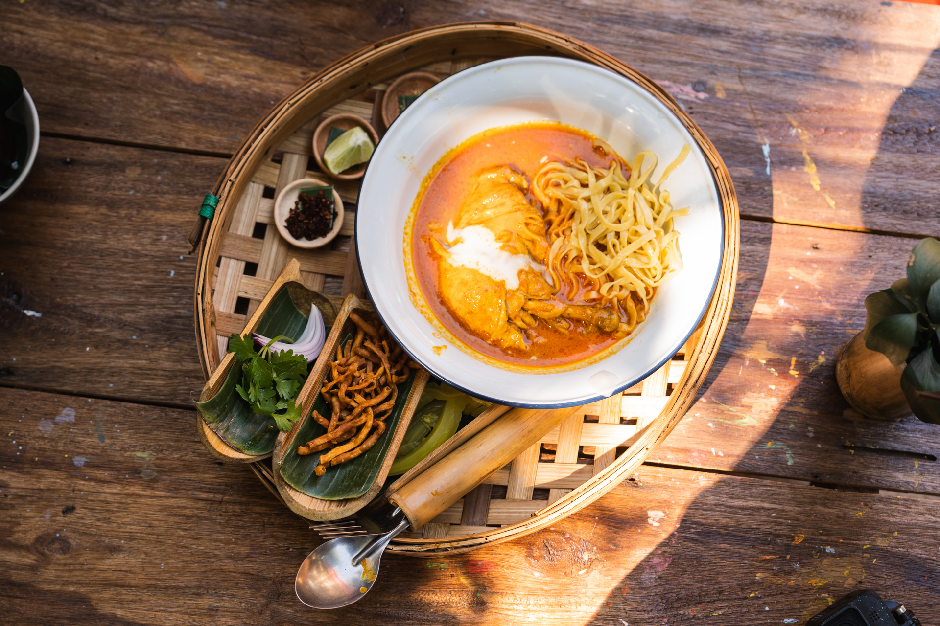 Thai Red Curry Noodle Soup with Jasmine Rice and Lime