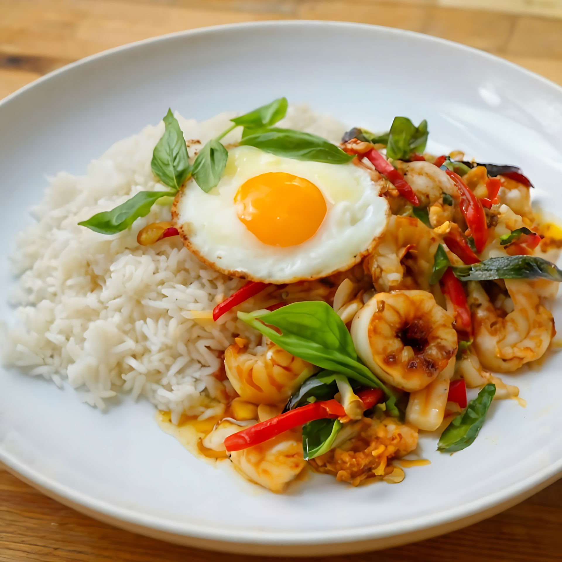 Thai Spicy Tamarind Shrimp Stir Fry with Jasmine Rice