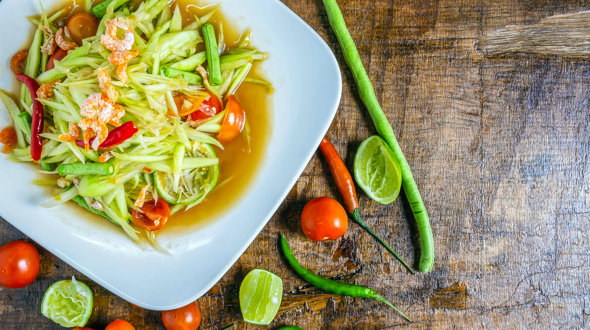 Tropical Vietnamese Papaya Salad with Lime Zest and Fresh Mint