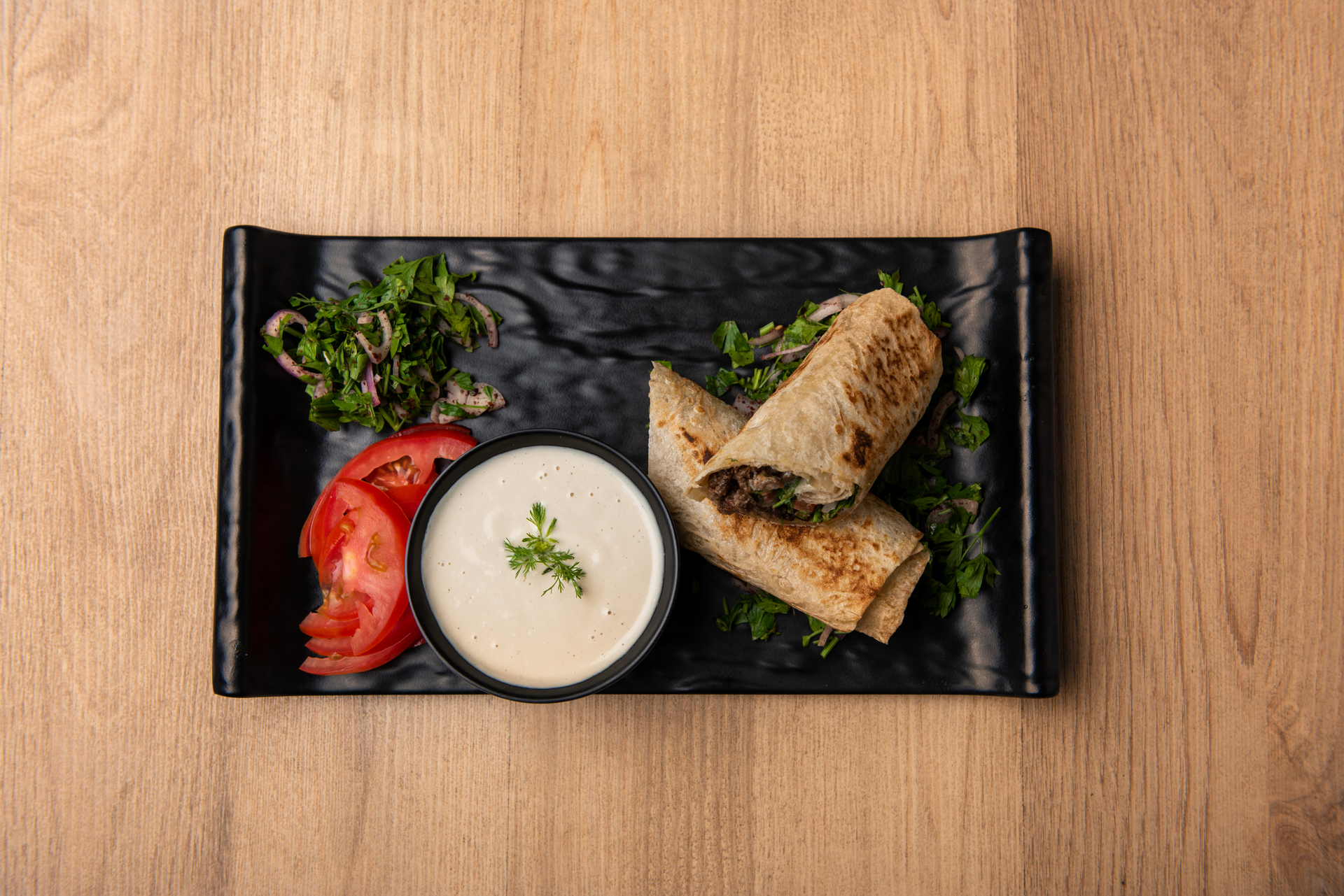 Turkish Kebab Wraps with Sumac Onions and Yogurt Sauce