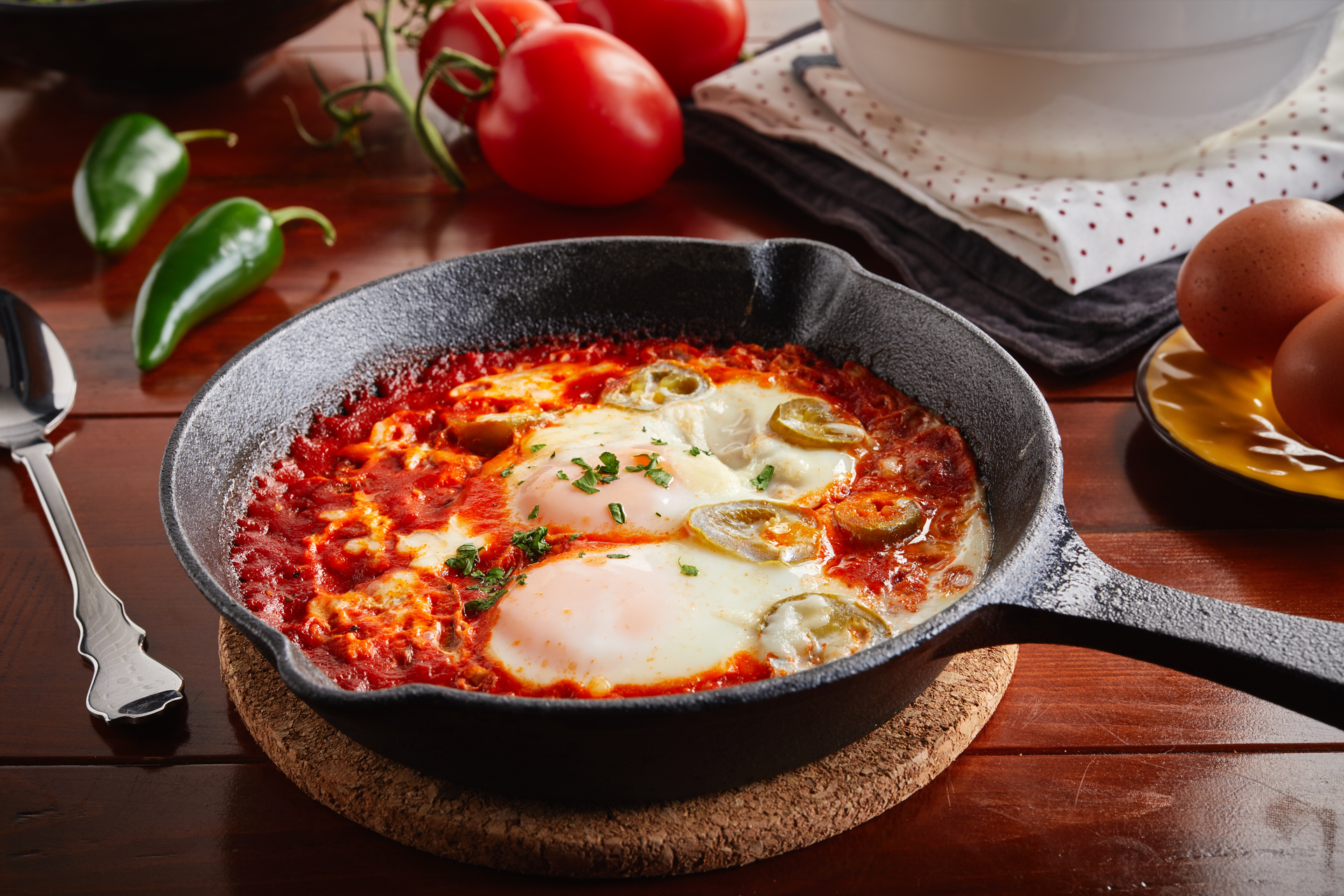 Turkish Menemen with Spicy Tomatoes and Eggs