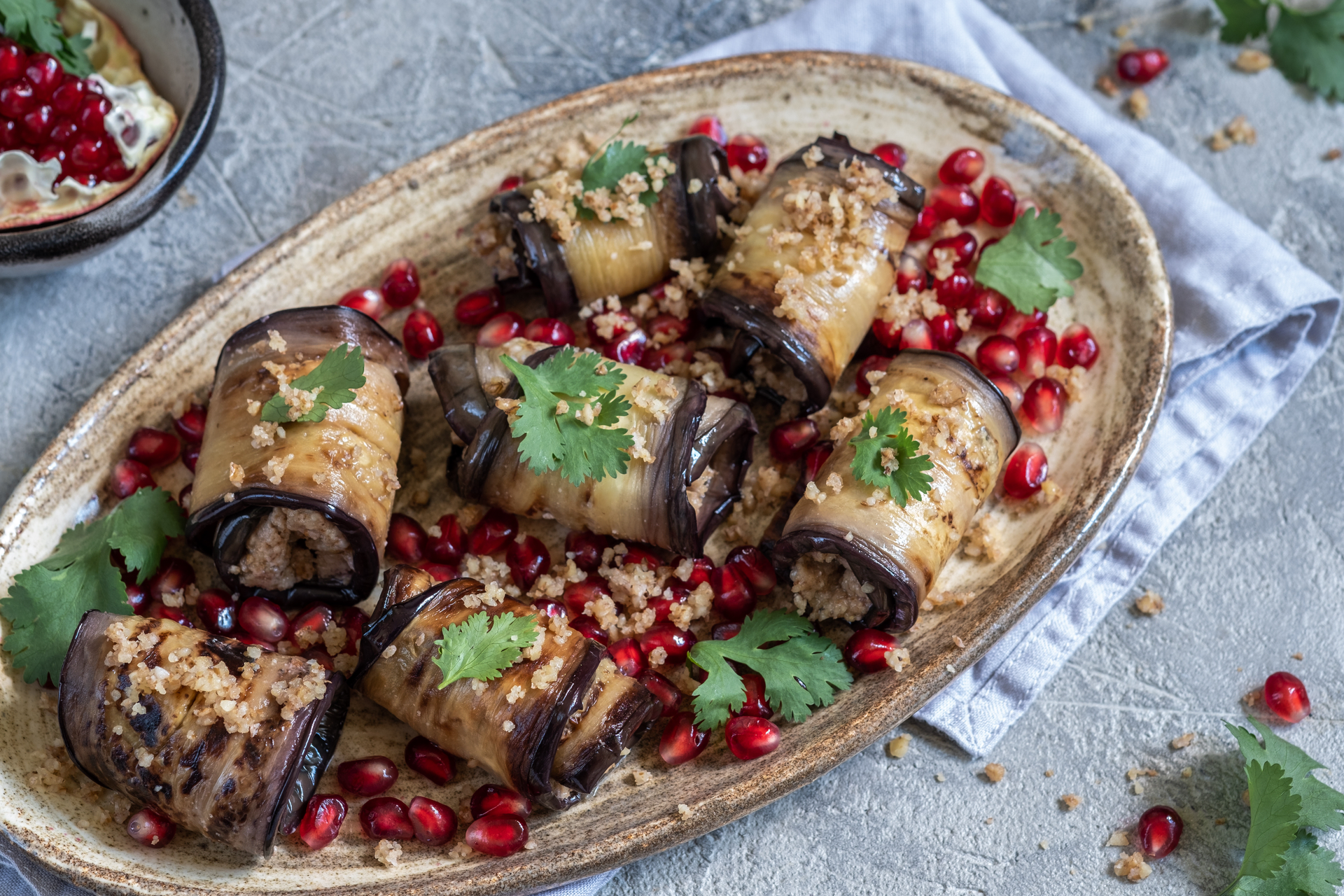 Turkish Stuffed Eggplant with Spiced Lamb and Pine Nuts