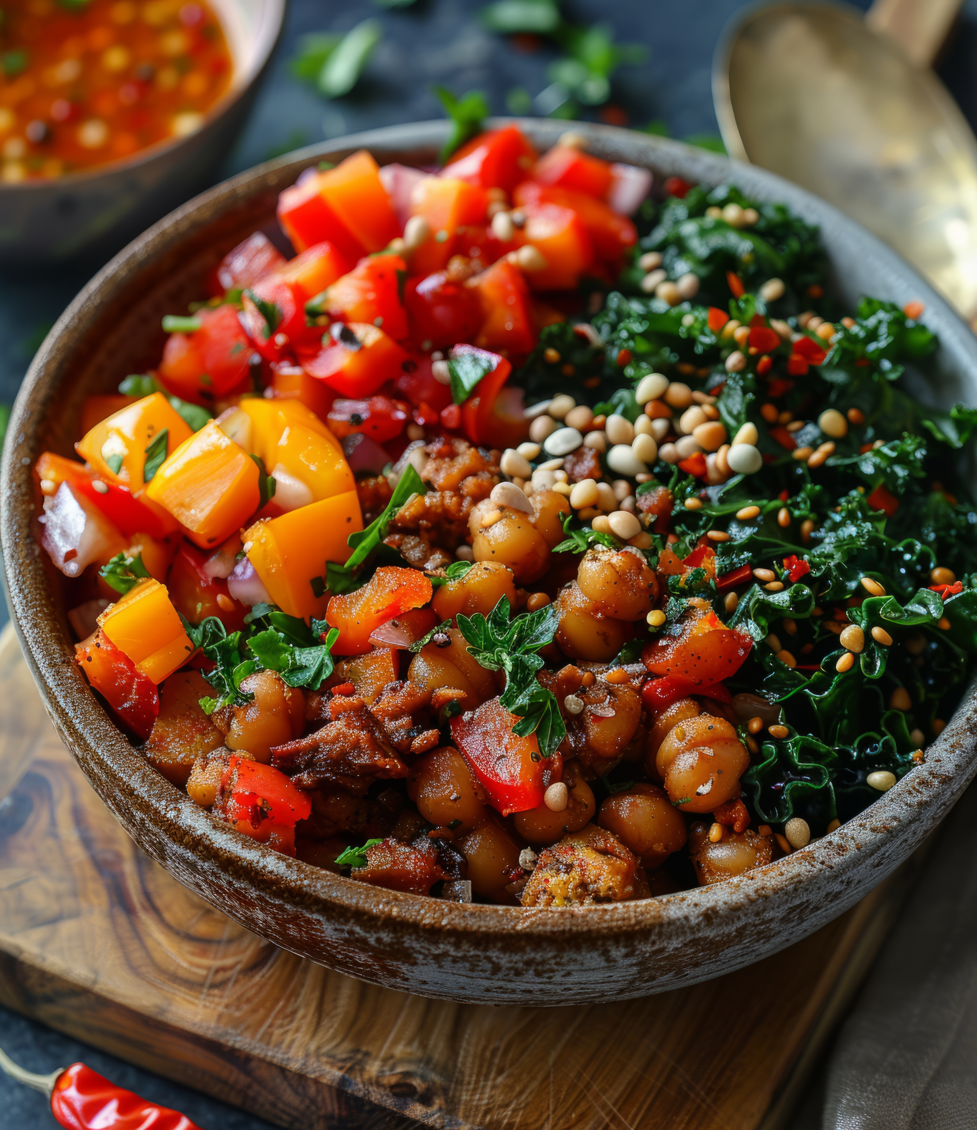 Vegan Ethiopian Spicy Red Lentil Firfir with Injera