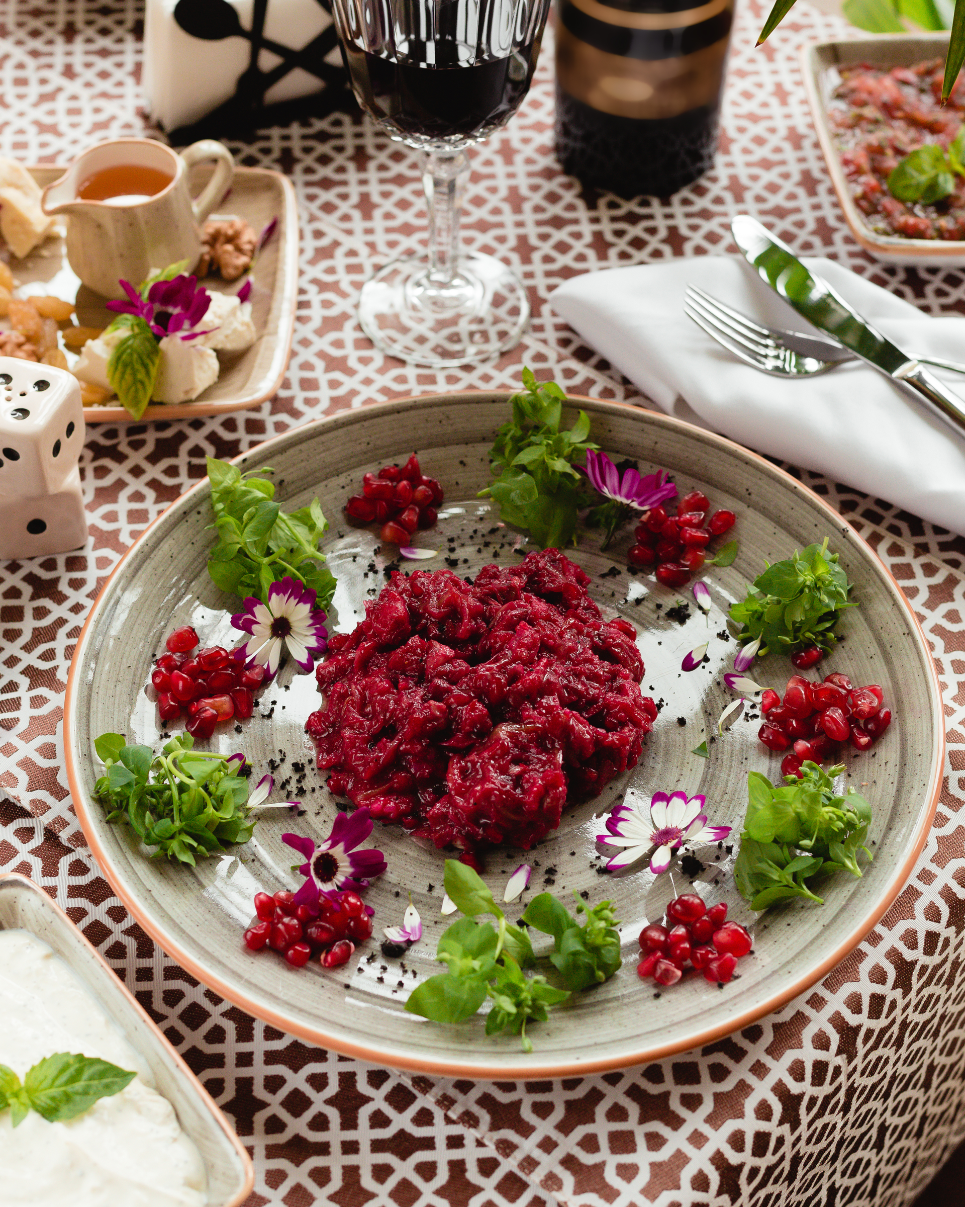 Vegan Lebanese Kousa Mahshi with Pine Nuts and Pomegranate Syrup