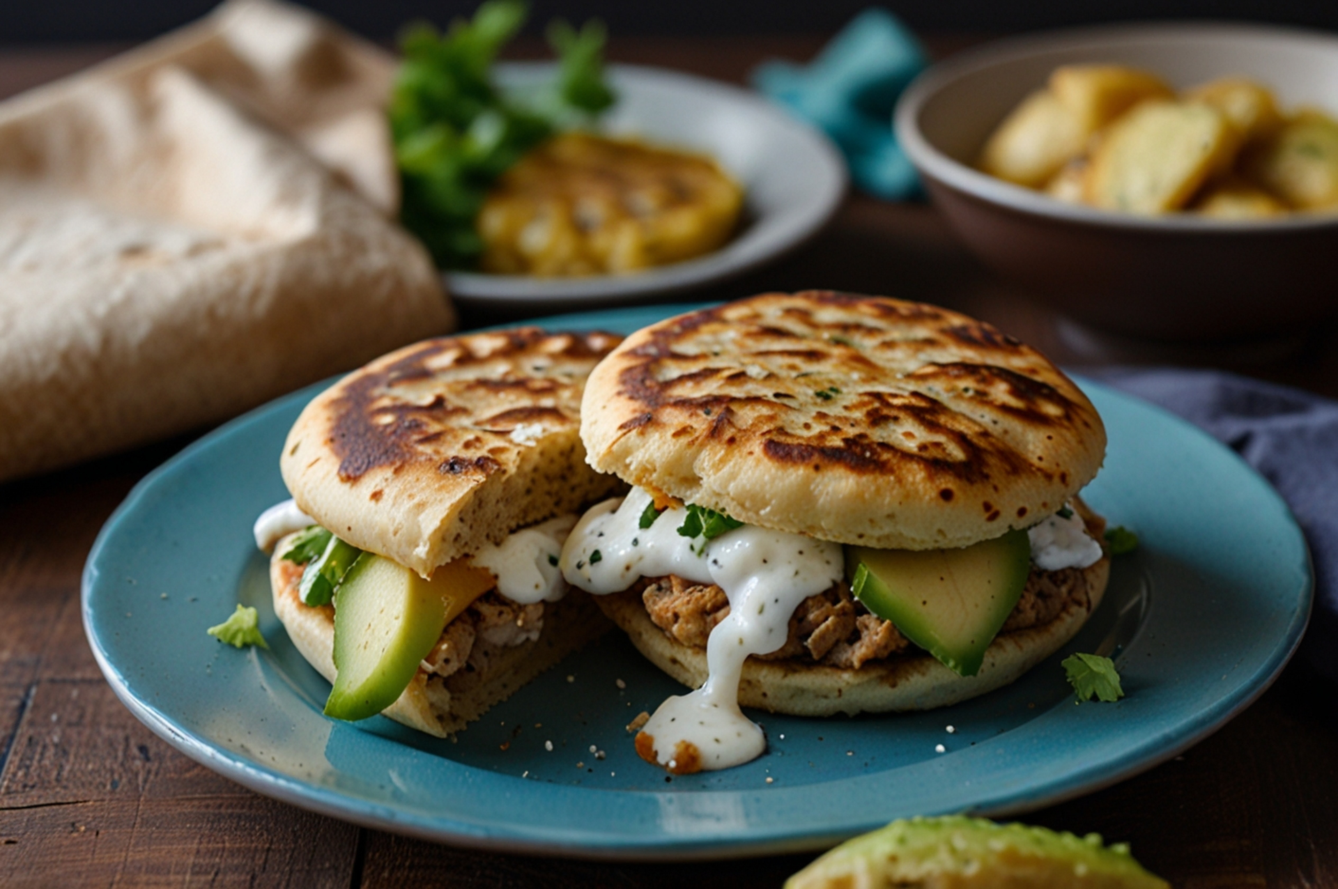 Venezuelan Arepa Reina Pepiada with Avocado Chicken Filling