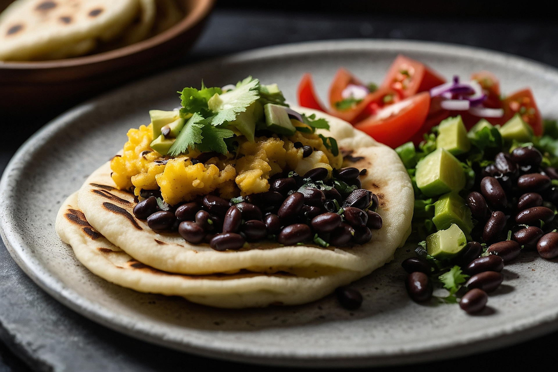 Venezuelan Black Bean Arepas with Avocado Salsa