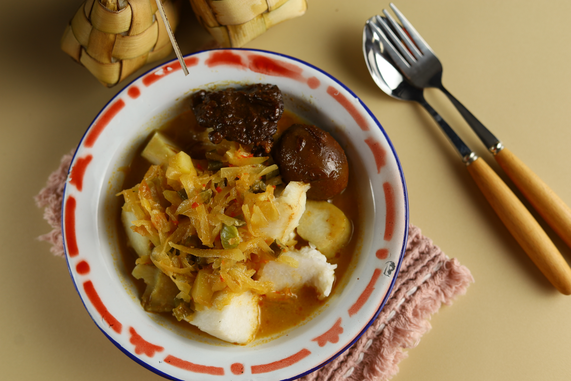 Venezuelan Hallaca Soup with Plantain Dumplings
