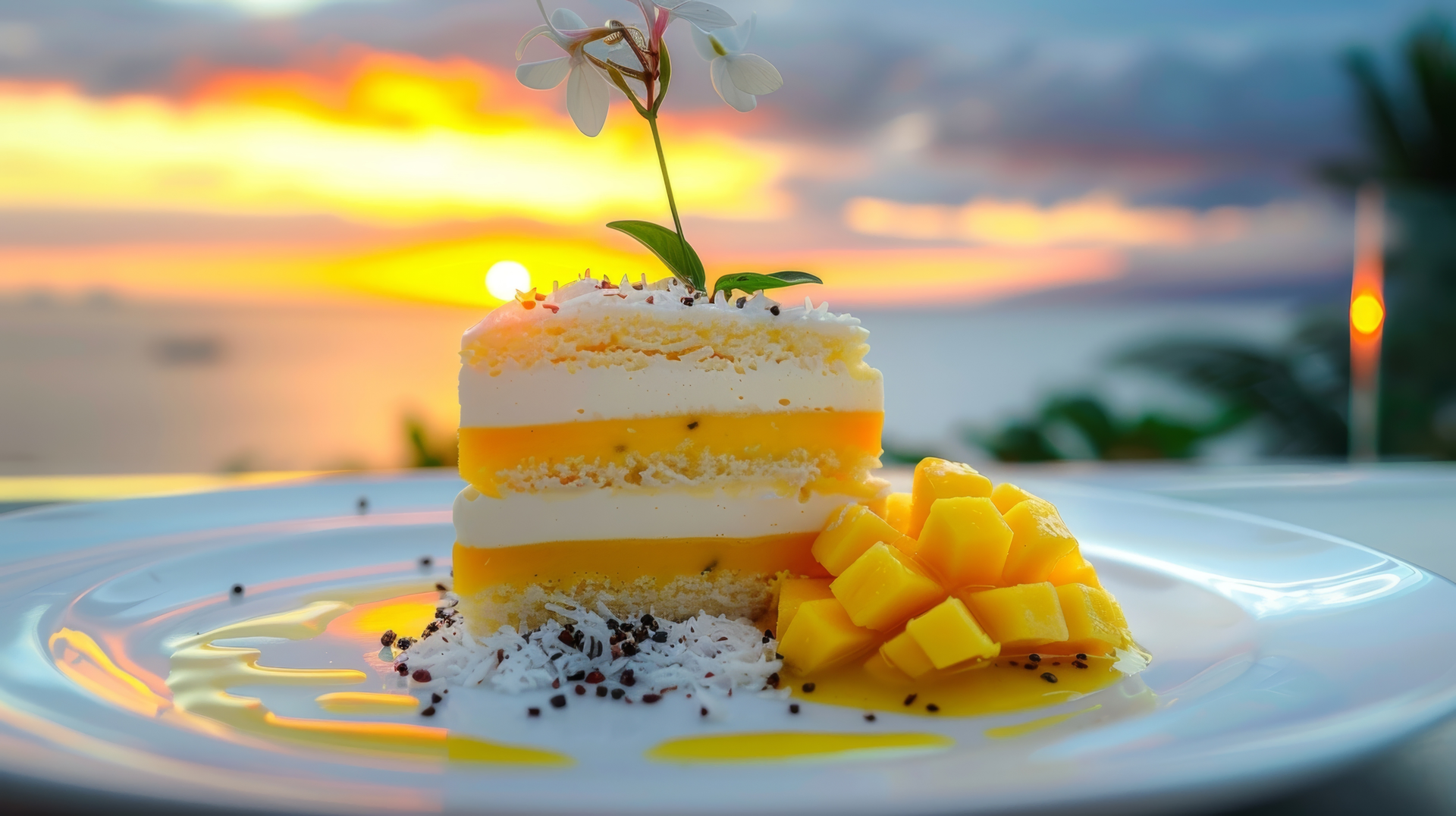 Vibrant Indian Mango Lassi Cheesecake with Coconut Cream