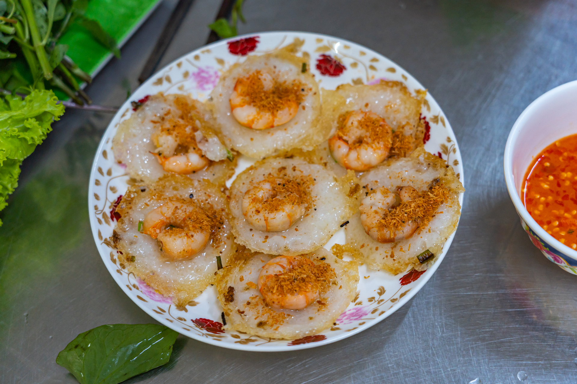 Vietnamese Bánh Bèo with Dried Shrimp Topping