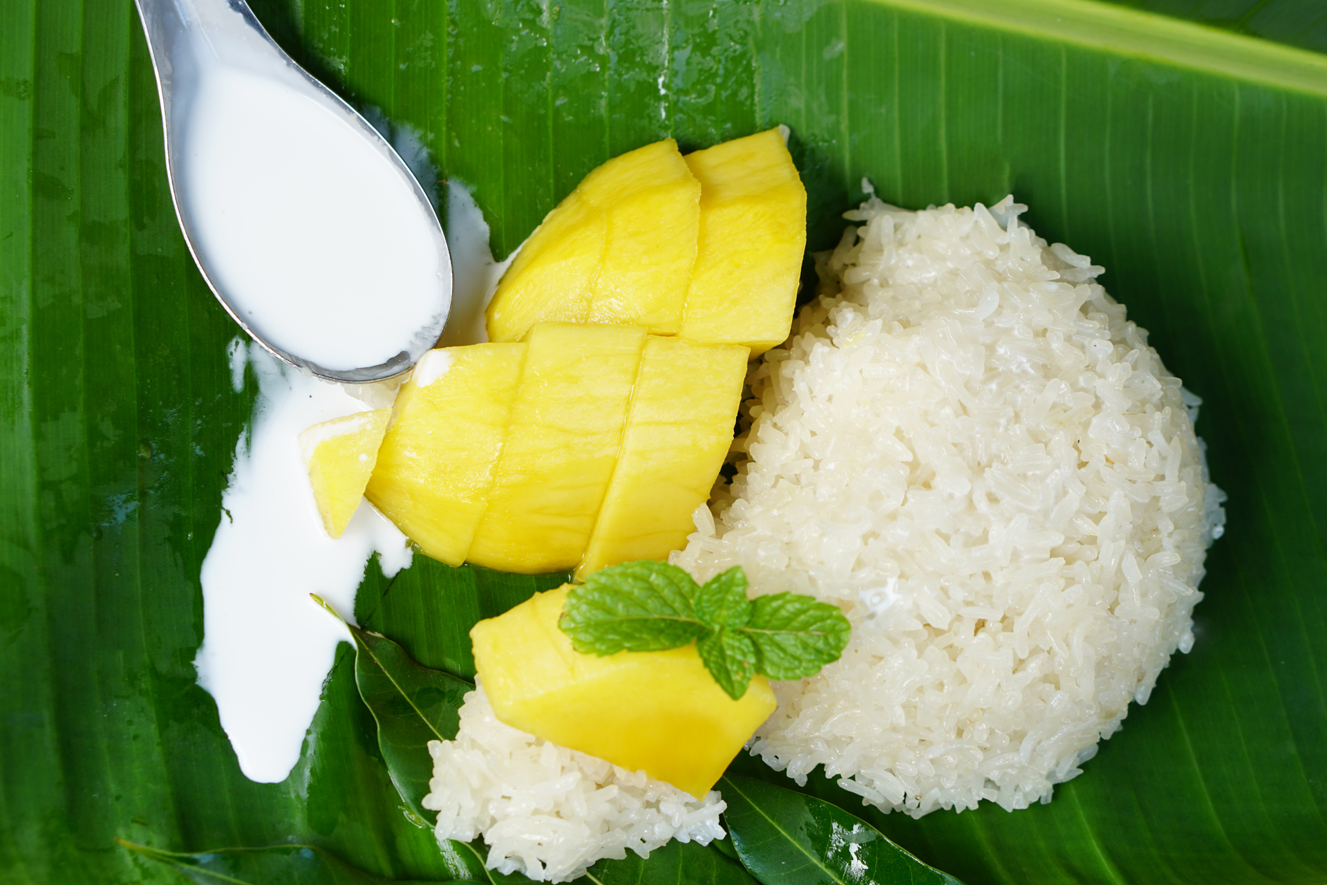 Vietnamese Coconut Sticky Rice with Fresh Mango and Lemongrass