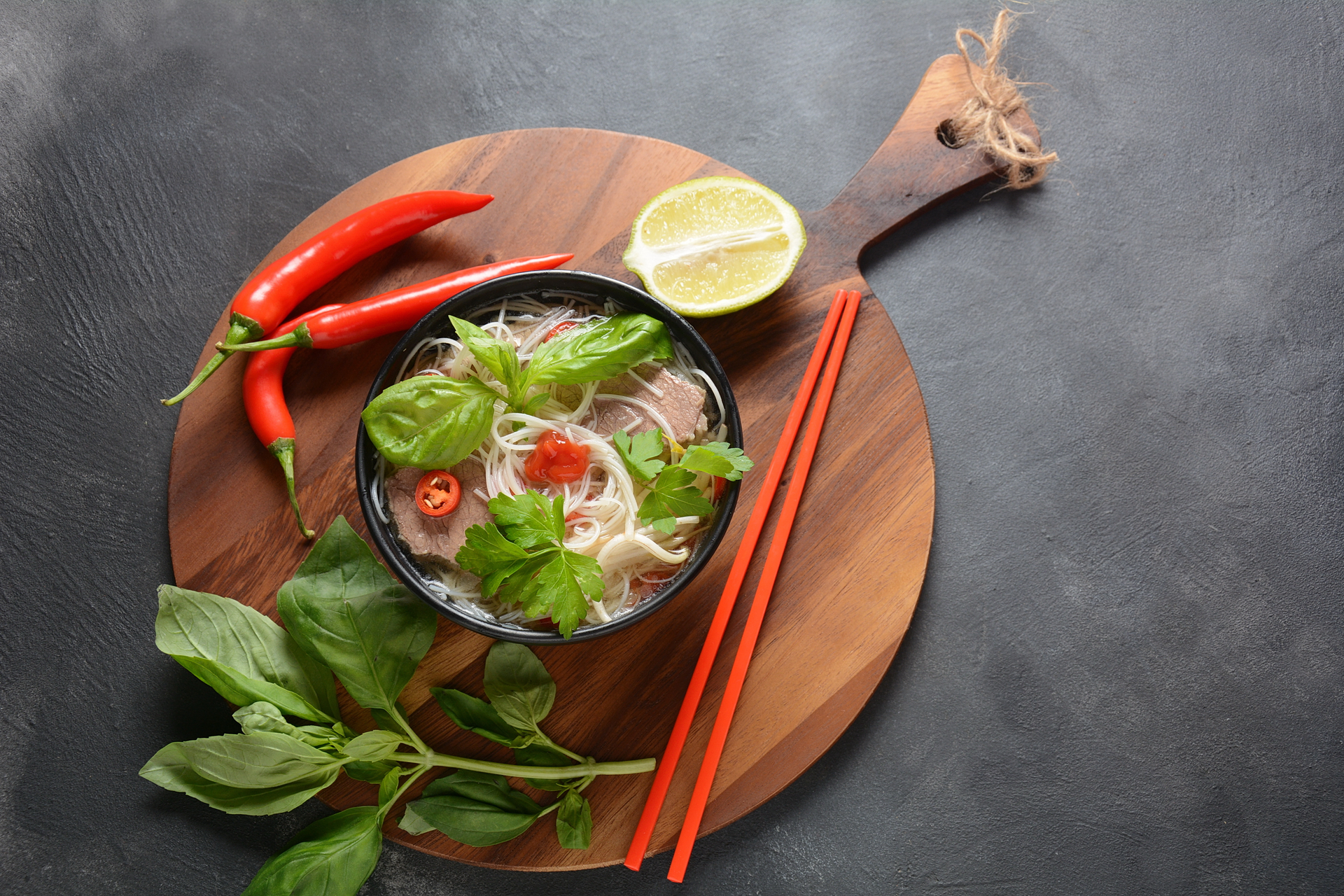 Vietnamese Pho Ga with Vietnamese Coriander and Lime