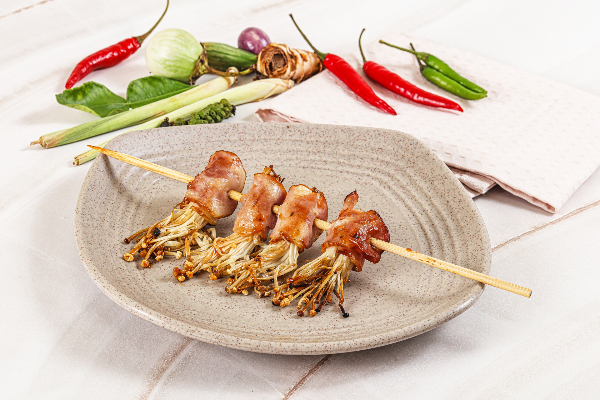 Vietnamese Sugarcane Shrimp Skewers with Sweet Chili Sauce