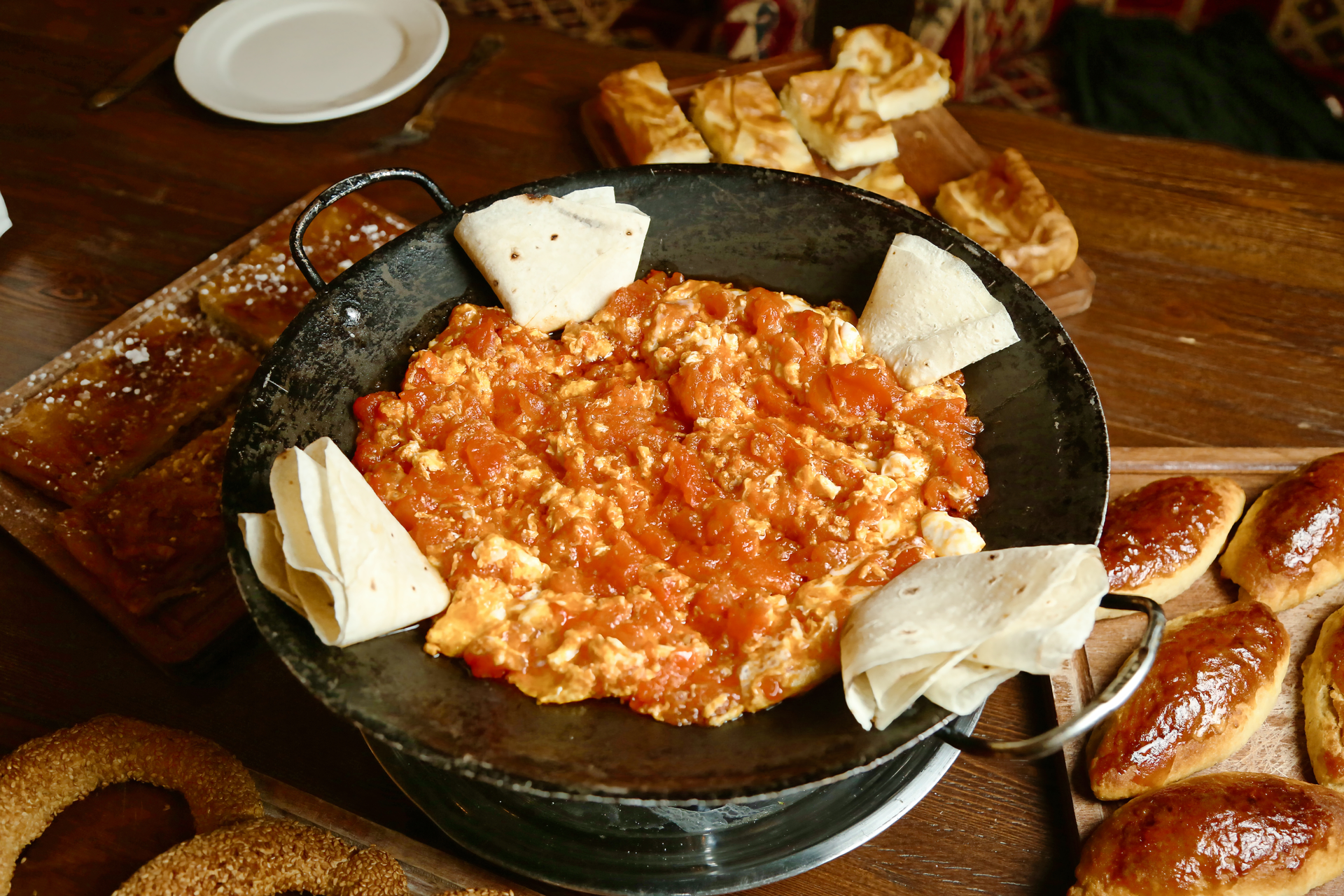 Warm Serbian Ajvar Flatbread with Grated Cheese