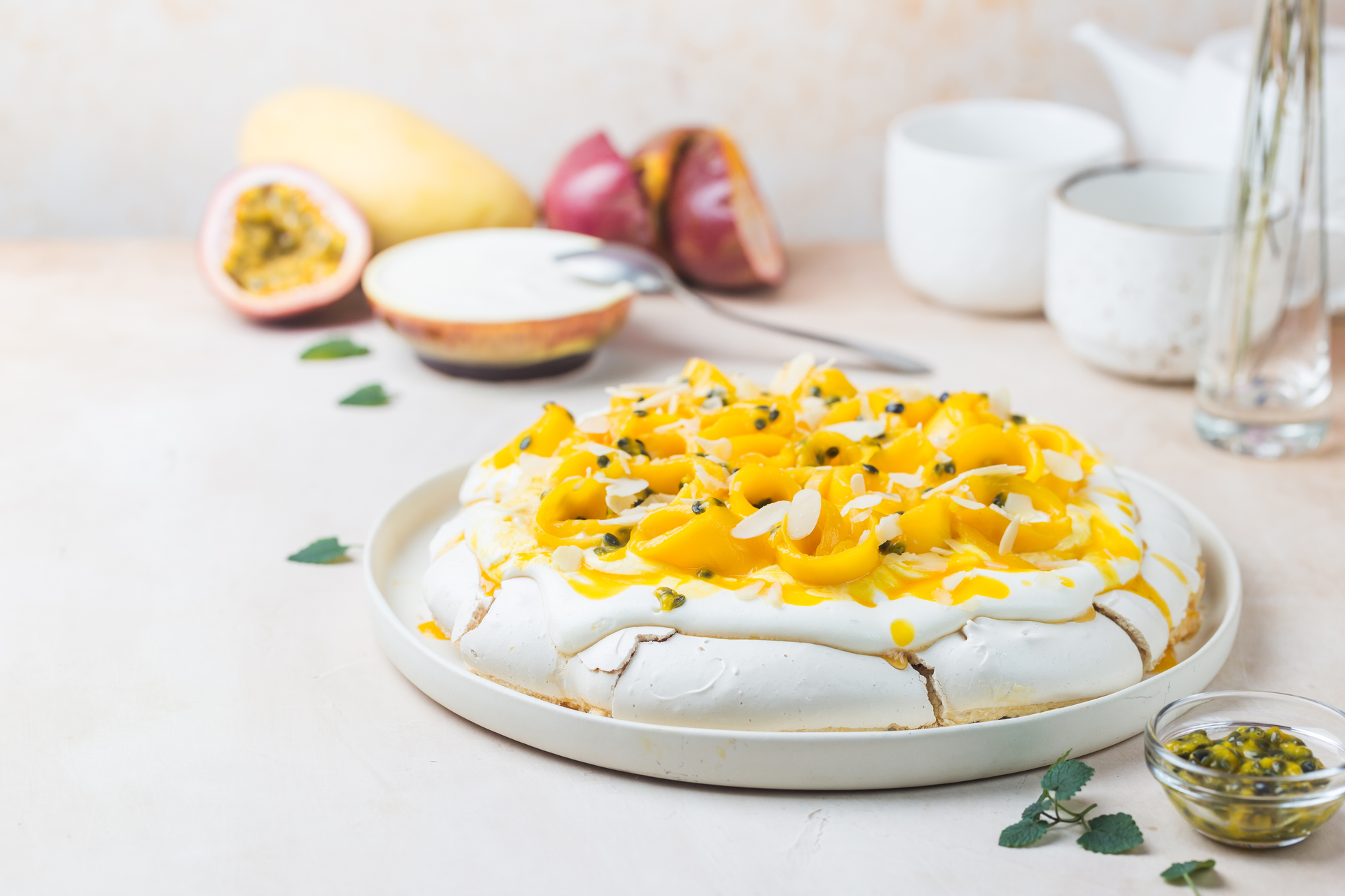 Zesty Australian Pavlova with Passionfruit and Kiwi