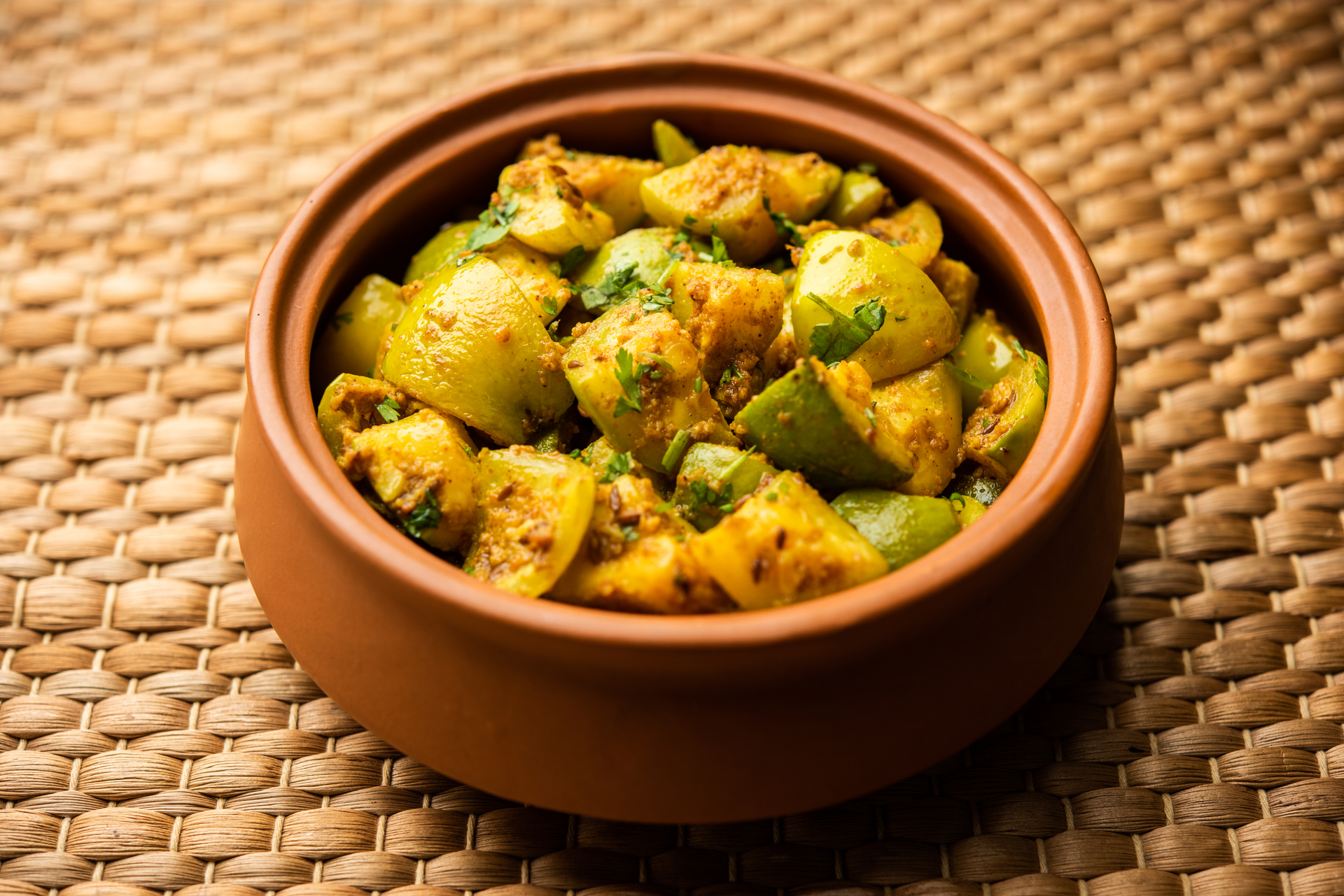 Zesty Bangladeshi Aloo Dum with Mustard Seeds