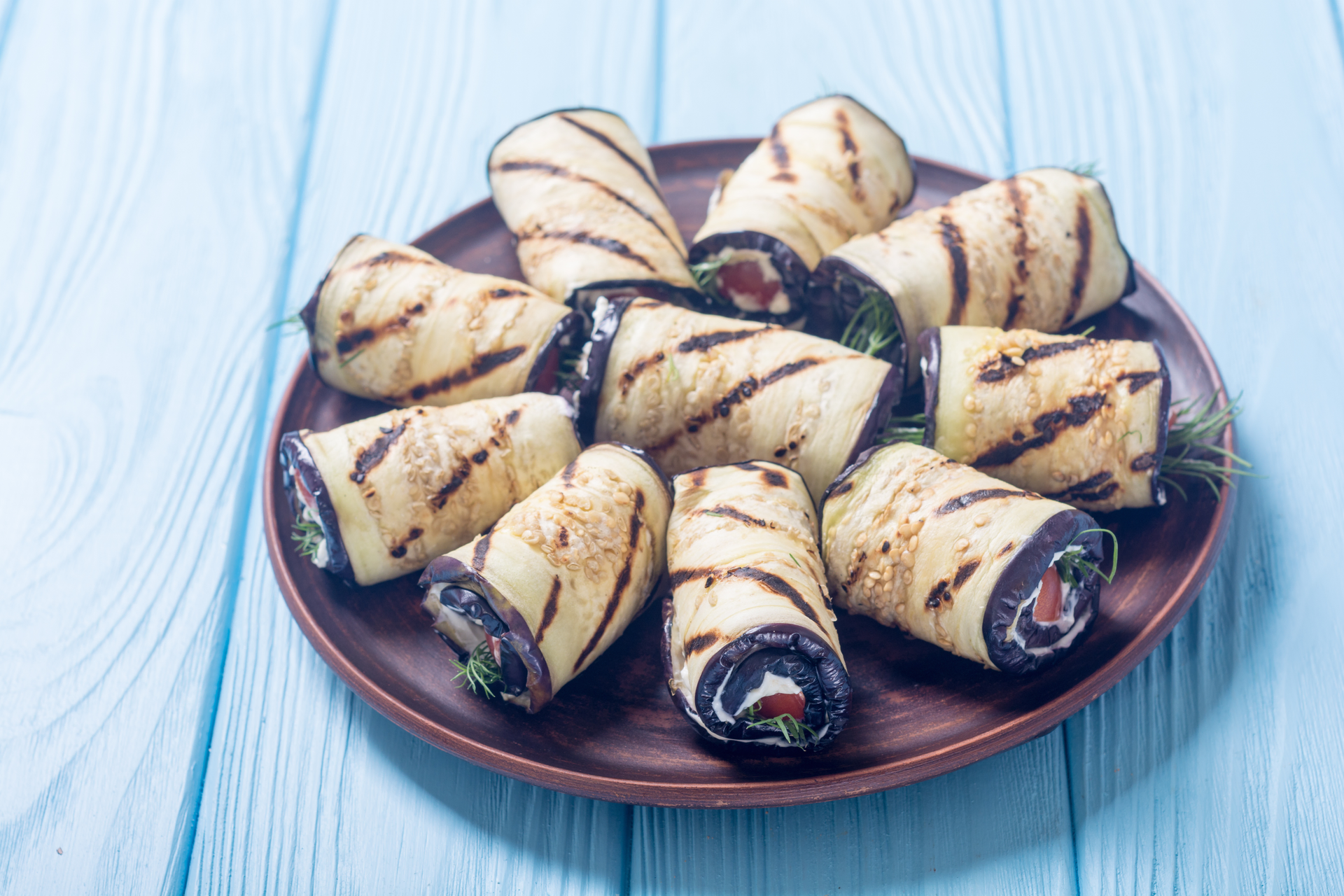 Zesty Georgian Badrijani Eggplant Rolls with Walnut Paste