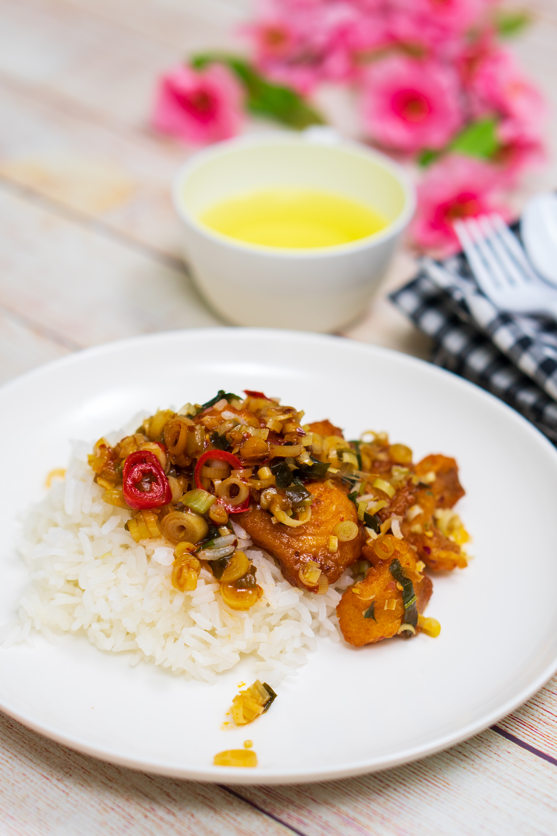 Zesty Haitian Griot with Pikliz and Rice