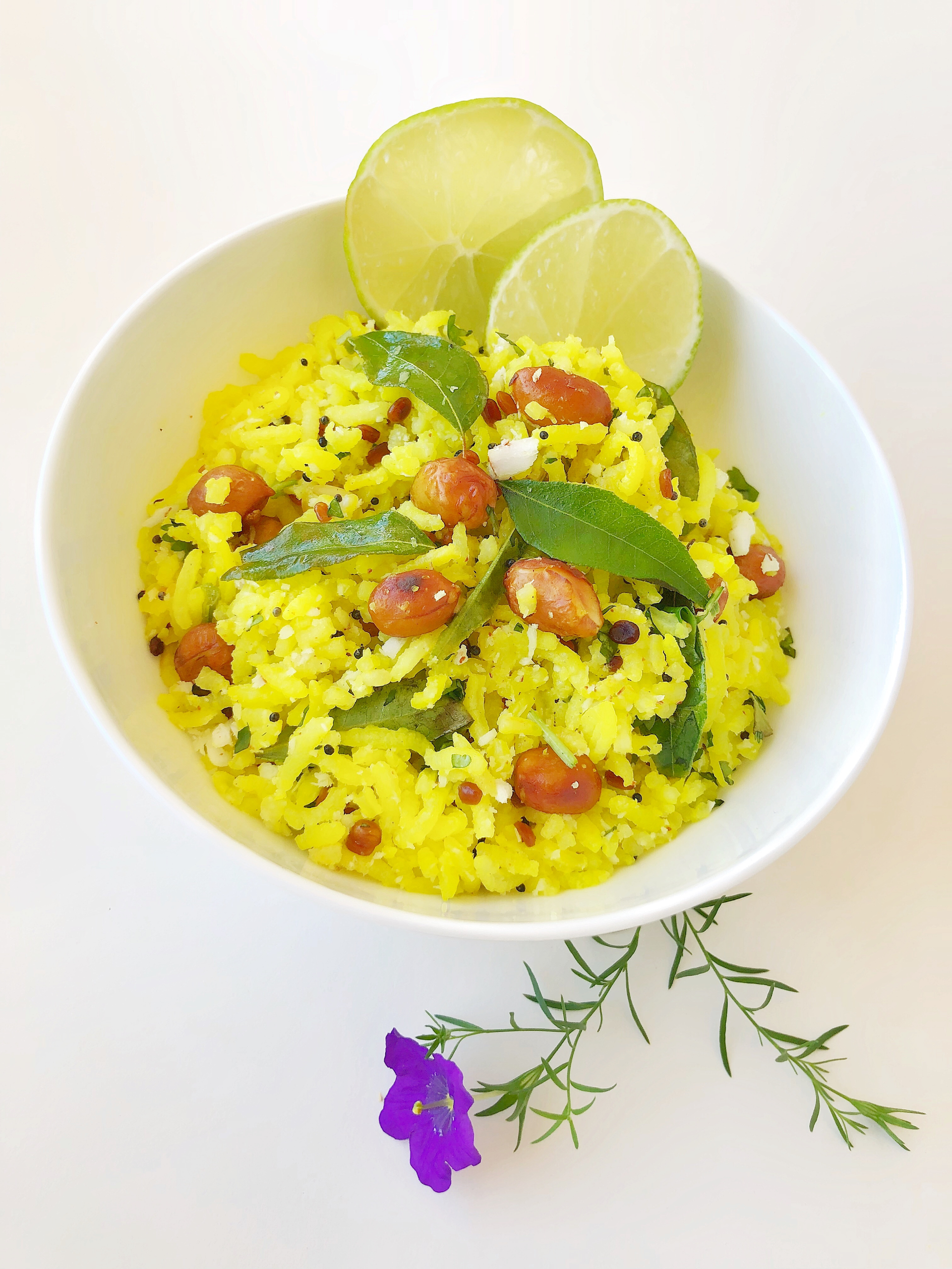 Zesty Indian Lemon Rice with Cashews and Curry Leaves