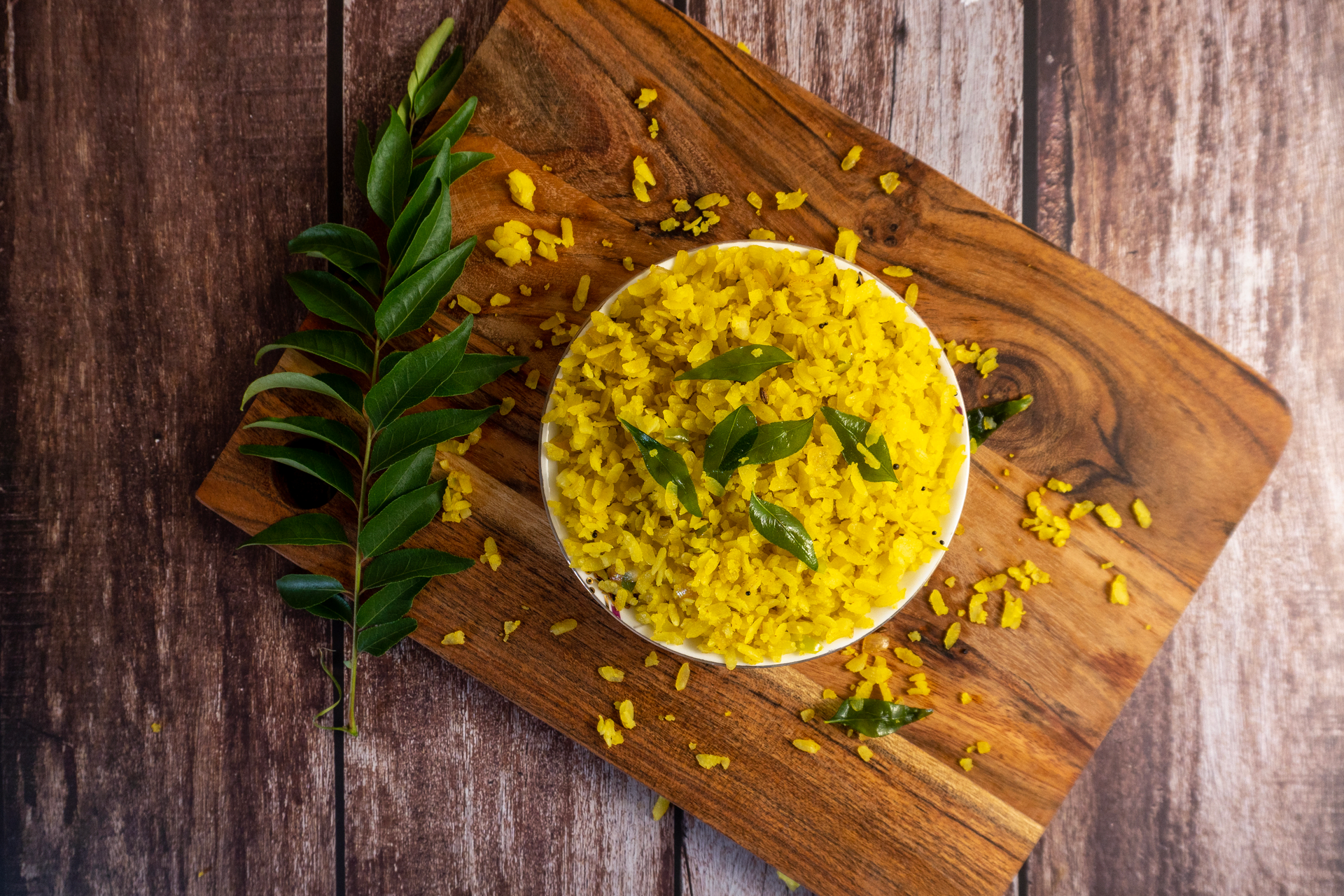 Zesty Indian Lemon Rice with Cashews and Curry Leaves