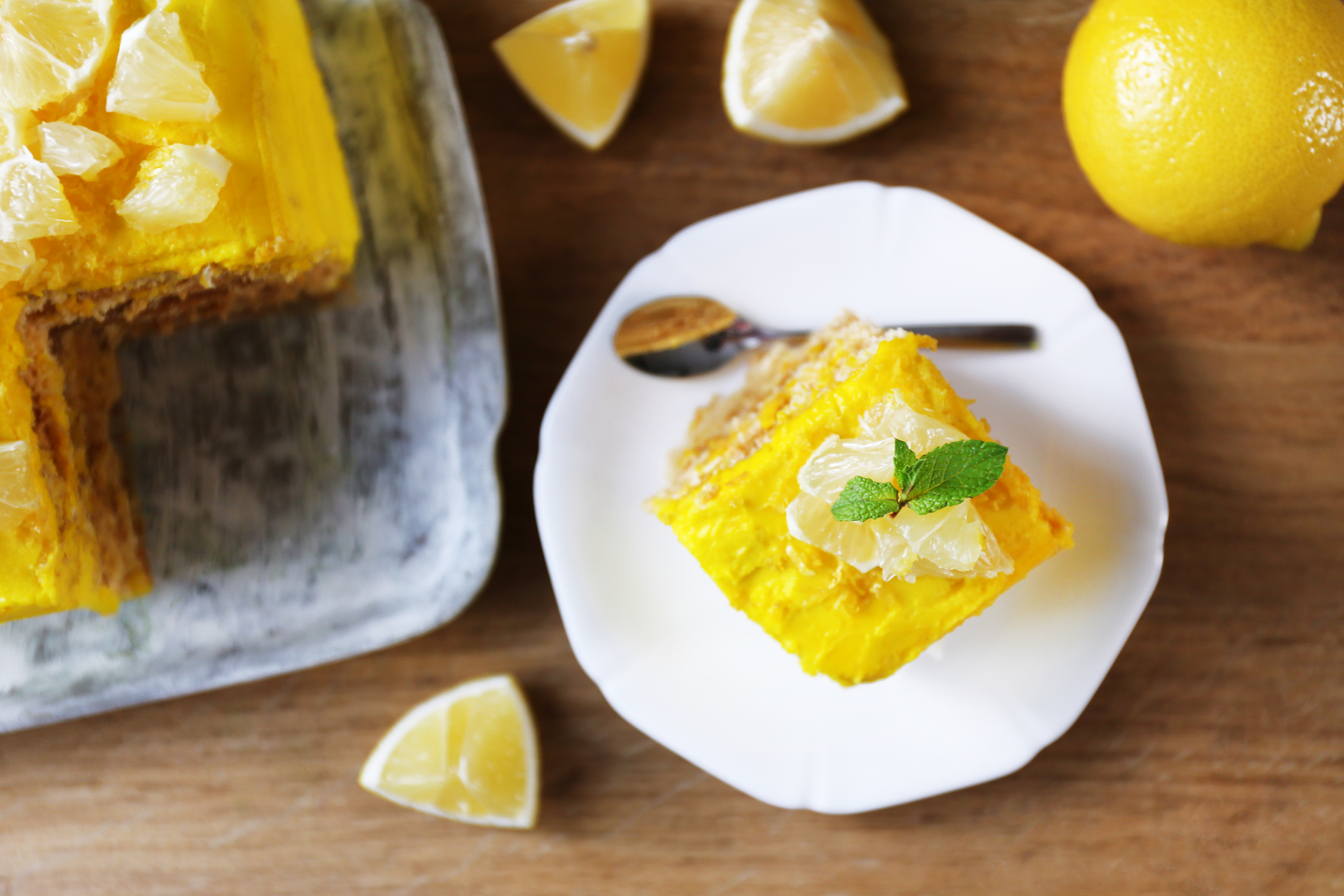 Zesty Italian Lemon Polenta Cake with Rosemary Syrup
